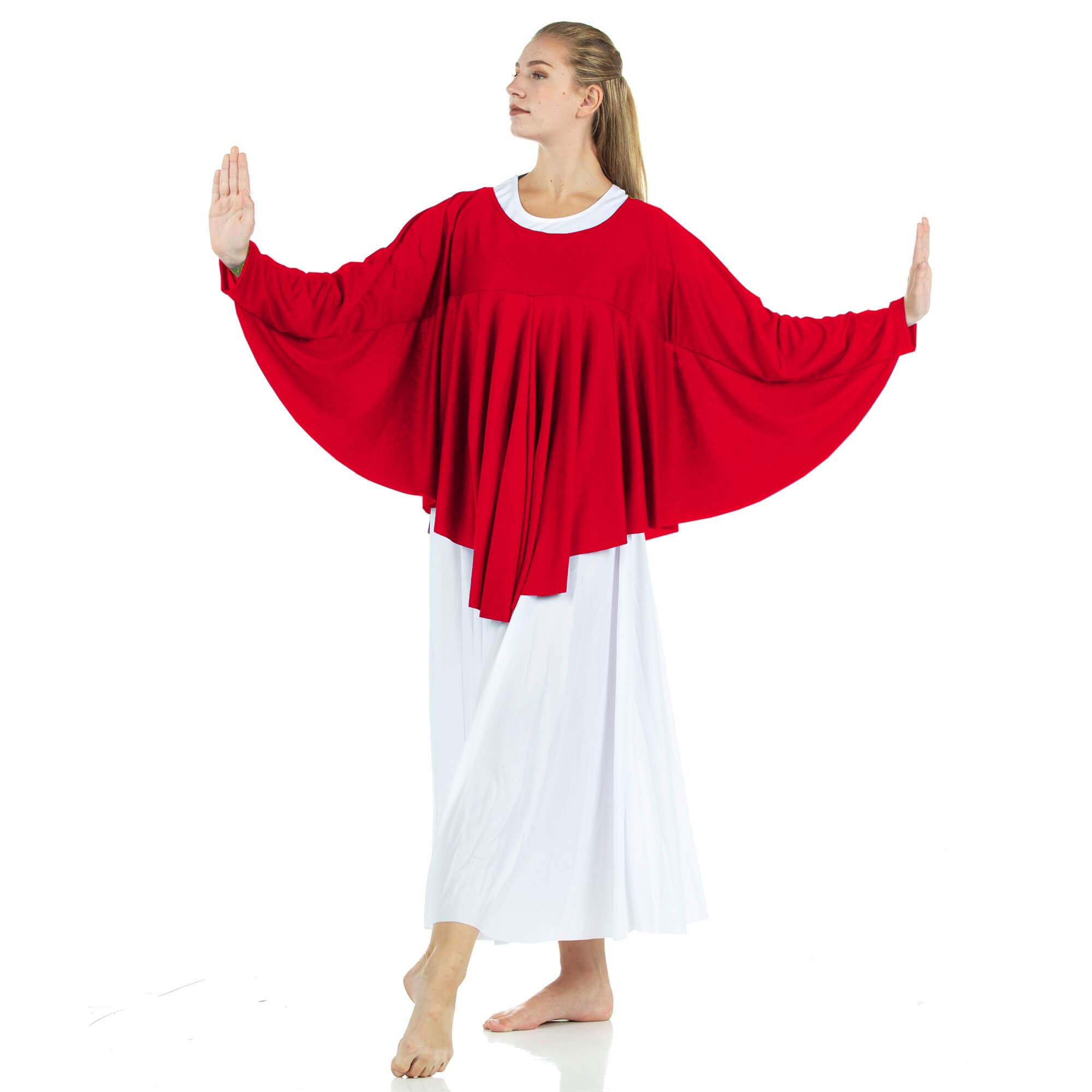 Danzcue Women's Angel Wing Drapey Pullover Dance Top - Elegant Ballet Practice Wear & Performance Costume for Contemporary Dance, Yoga & Stage Shows