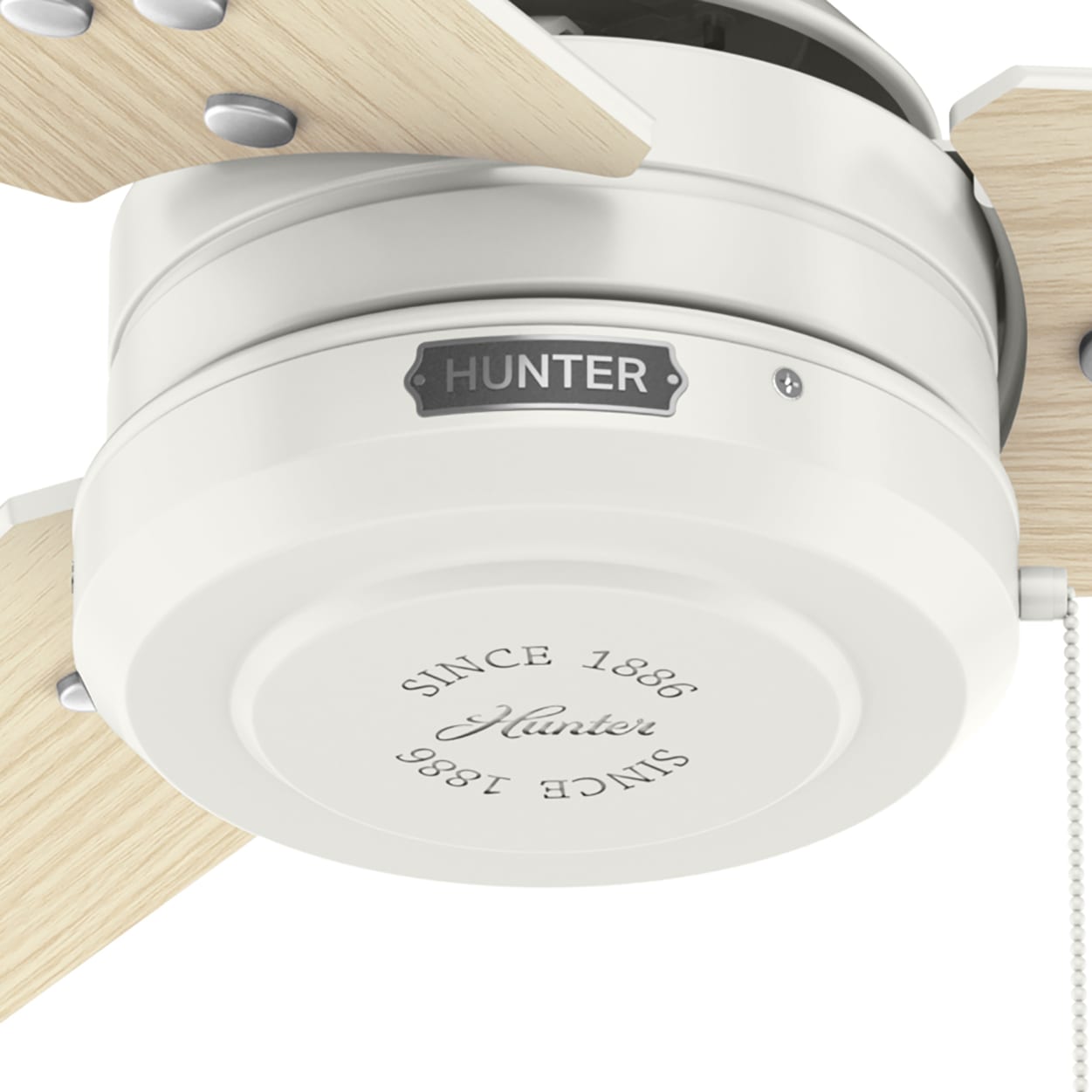Hunter 44 Inch Cassius Fresh White Outdoor Ceiling Fan with LED Light - Damp Rated for Patio, Porch, Covered Deck - Energy Efficient & Quiet Operation