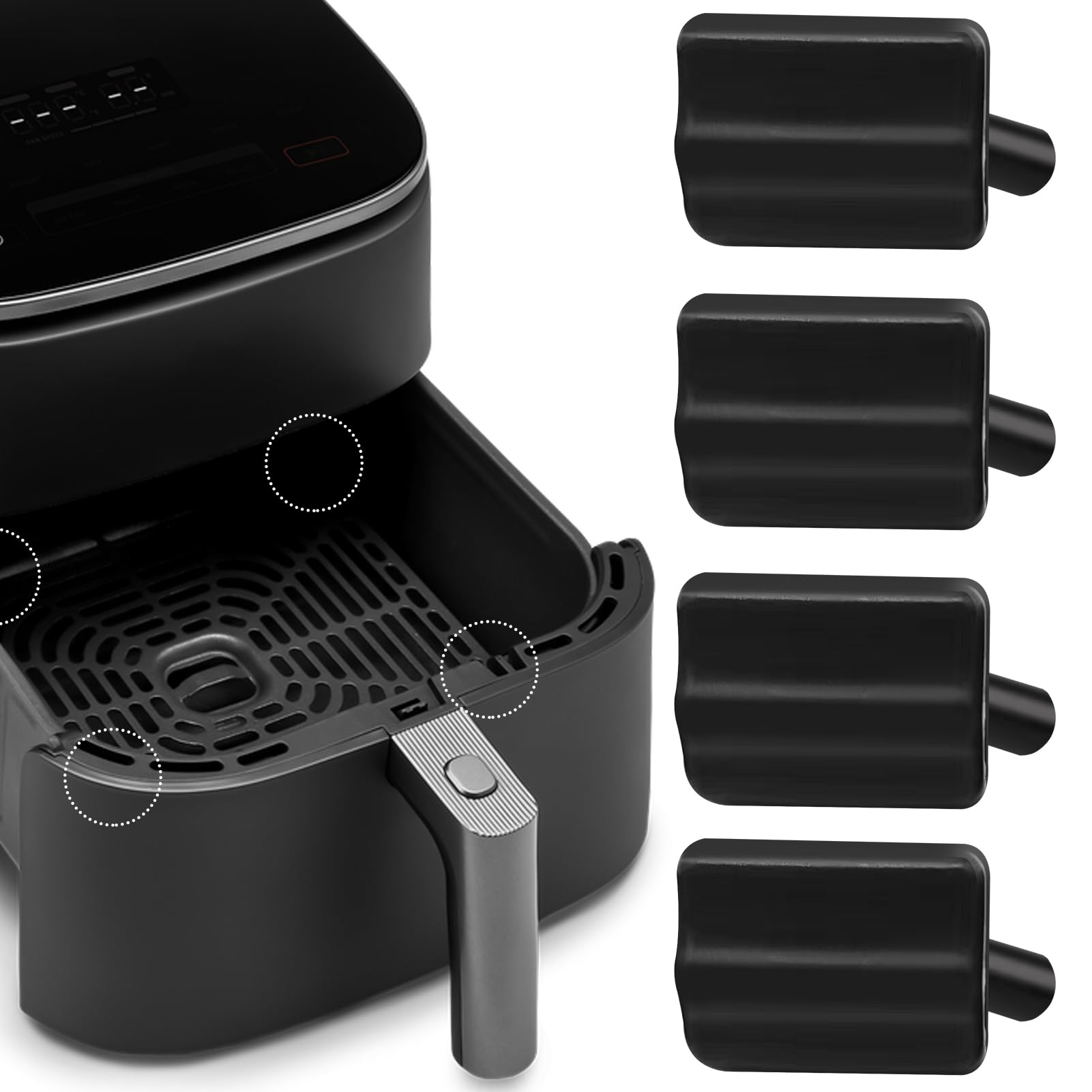 **Cosori 6QT Air Fryer Rubber Feet - 4 Pack Heat-Resistant, Food-Grade Silicone Replacement Pads - Anti-Scratch, Non-Slip Base Protectors for Kitchen Countertops & Tables**    *(Perfect for Extending Air Fryer Lifespan & Protecting Surfaces from Scratches & Heat Damage)*