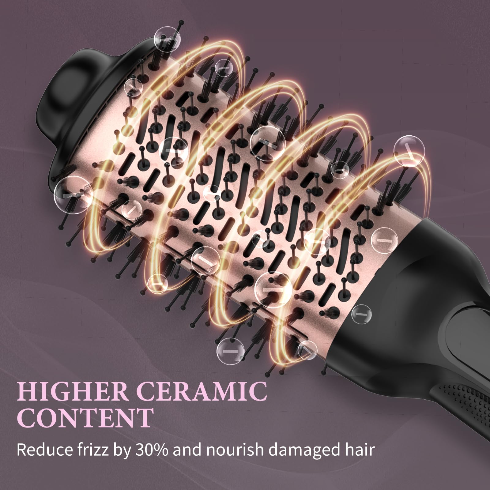 Dual Voltage Hair Dryer Brush - 125V/220V One Step Blow Dryer & Volumizer with European Plug Adapter | Perfect for Travel, Home & Salon Styling