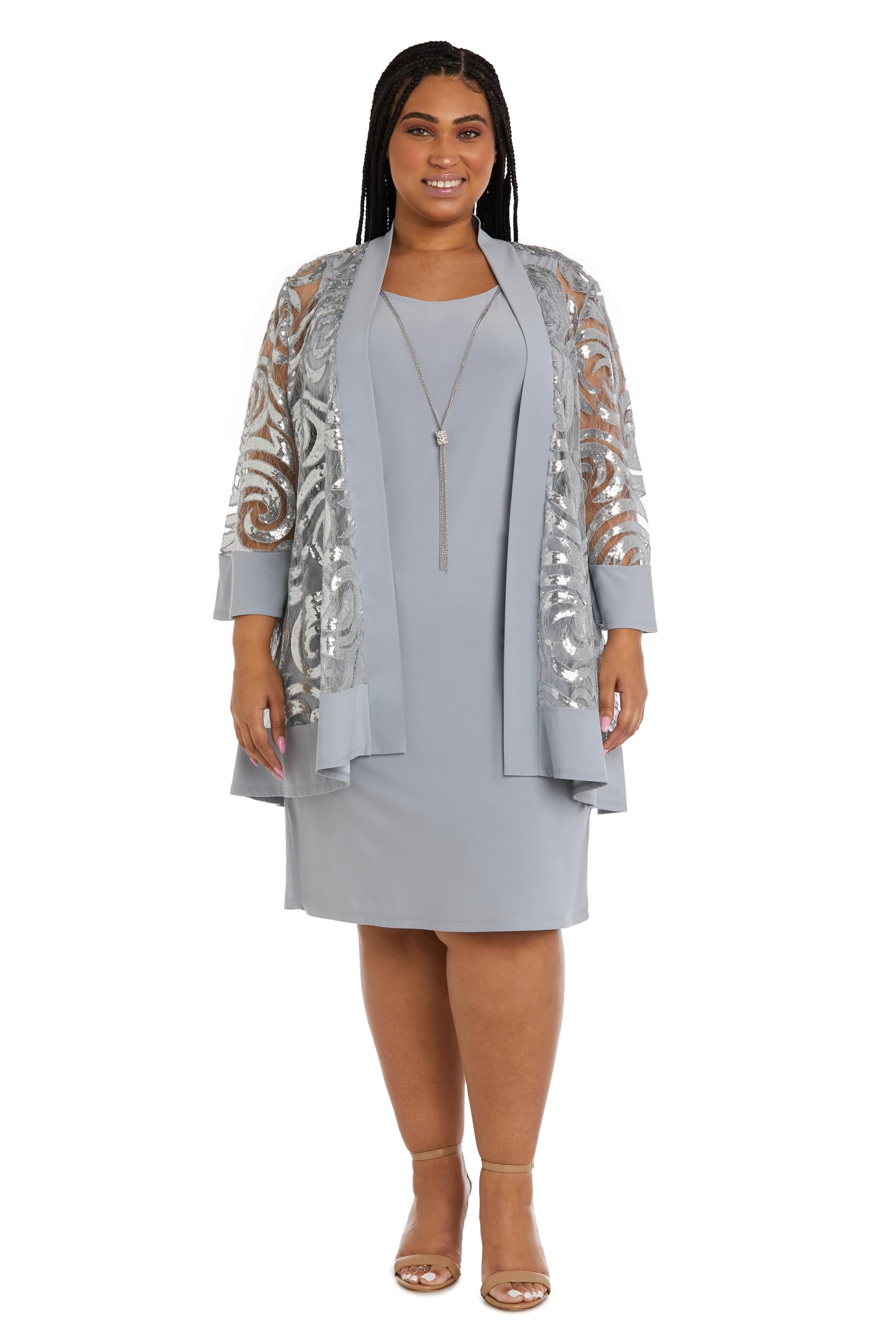R&M Richards Women's Printed Jacket & Two-Piece Dress Set - Elegant Matching Outfit for Work, Church & Special Occasions