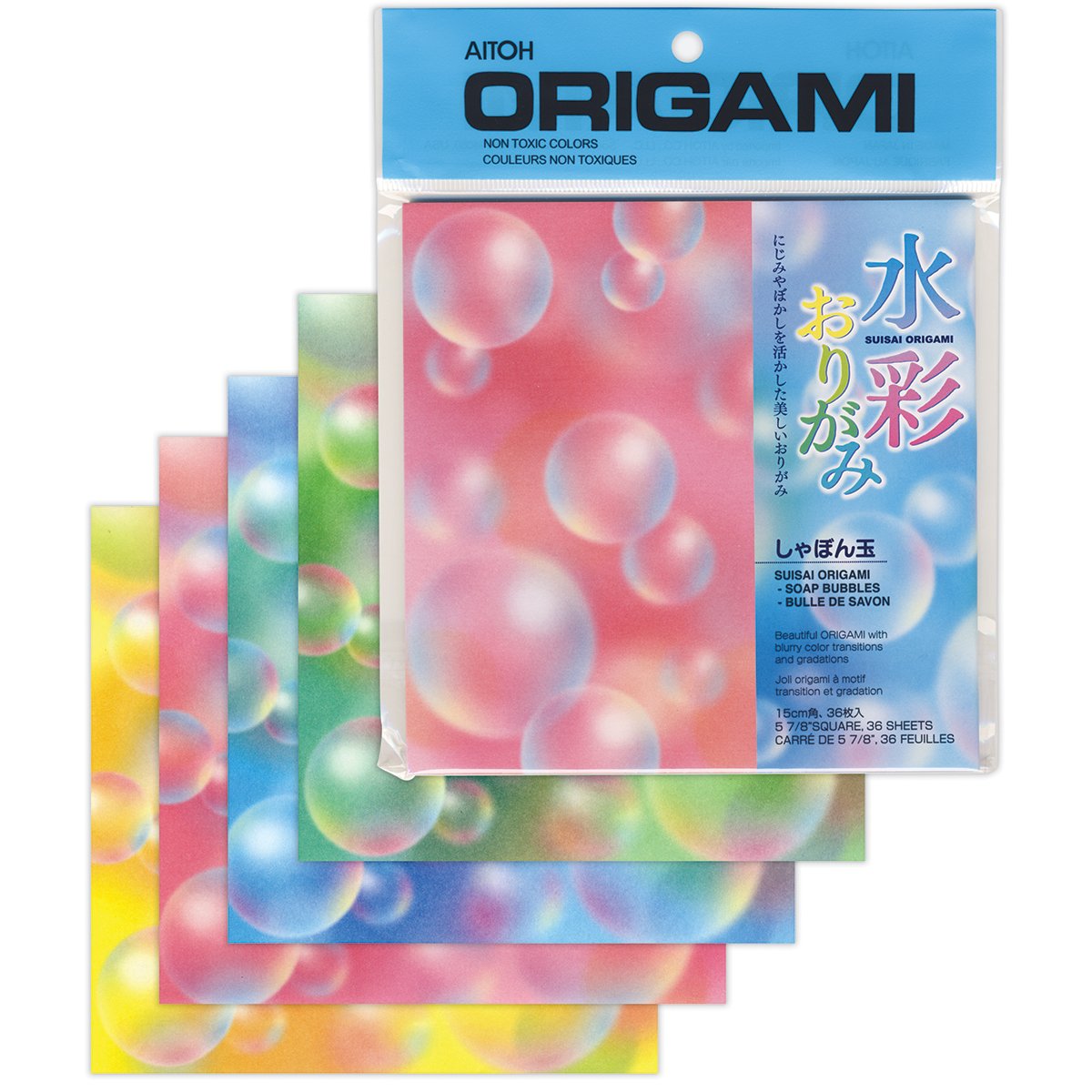 Premium Aitoh Bubbles Origami Paper - 5.875 x 5.875 Inch Square Sheets, 36-Pack | Vibrant Colors for DIY Crafts, Gift Wrapping & Japanese Paper Folding Art Projects