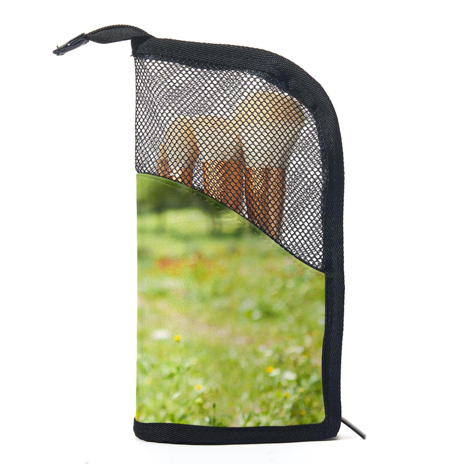Golden Retriever Flower Field Makeup Brush Organizer Bag - 12 Piece Portable Brush Holder Set with Case for Travel & Home Vanity Storage