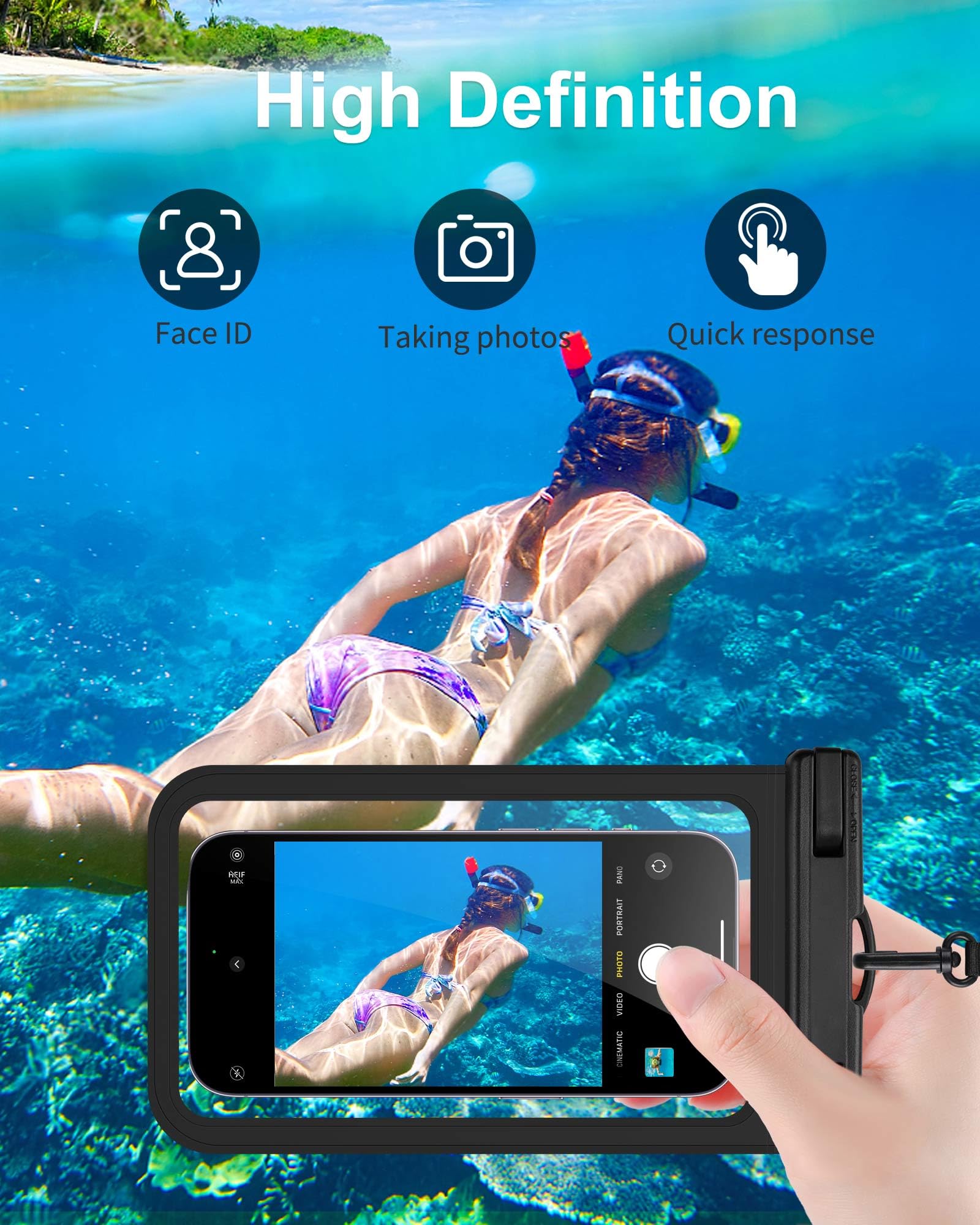 Waterproof Phone Pouch (2-Pack) for iPhone 16/15/14/13/12 Plus Pro Max & Galaxy - Cruise, Beach, Kayak Essentials - Dry Bag for Swimming, Snorkeling & Water Sports