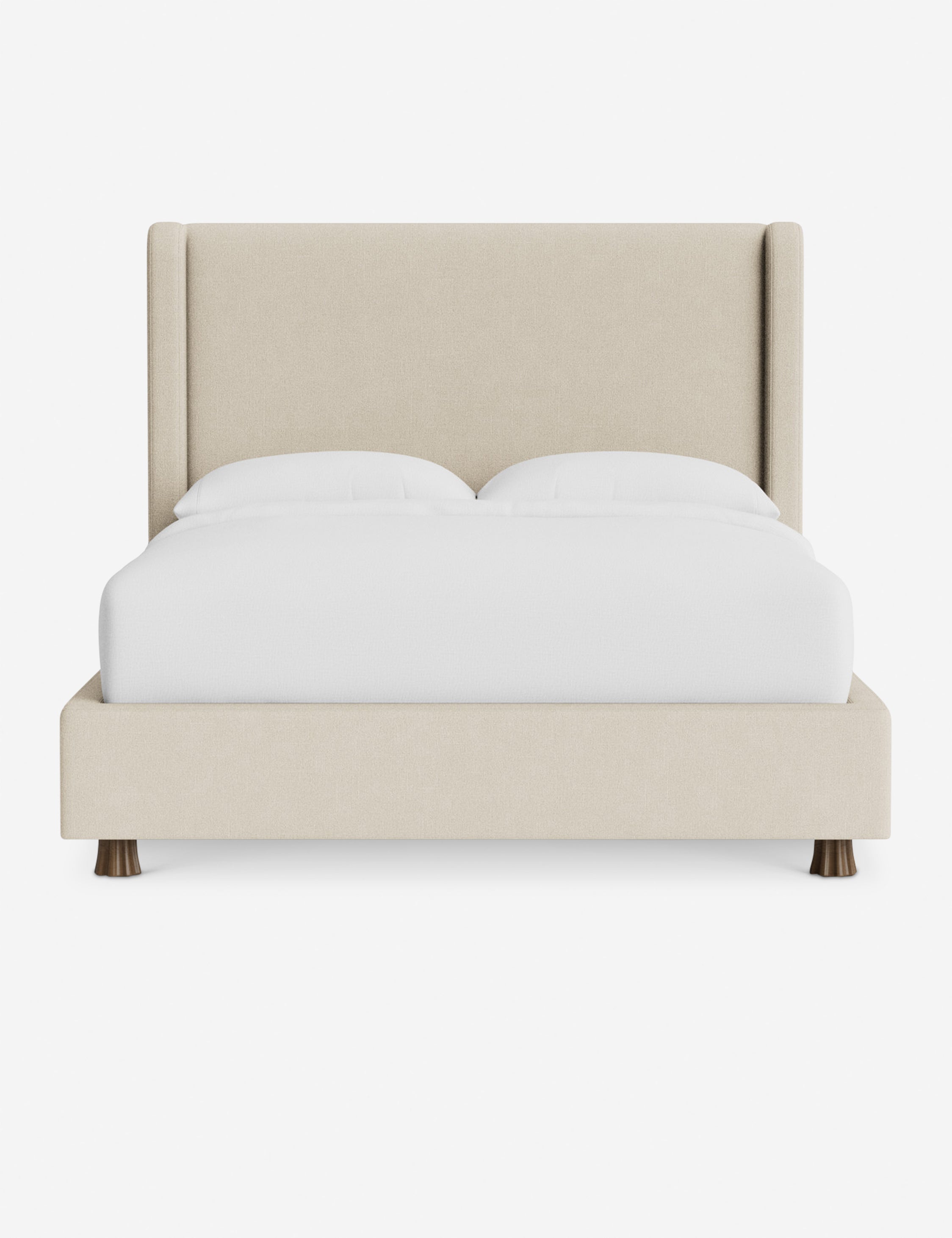 DOMINIQUE Platform Bed Frame by DISC Interiors - Modern Minimalist Wooden Bed with Upholstered Headboard | Perfect for Master Bedroom, Guest Room & Loft Apartments