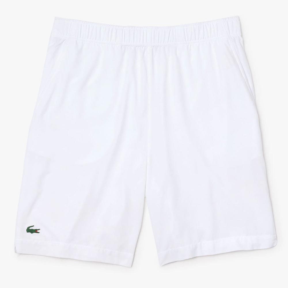 Lacoste Men's Ultra Light Comfortable Shorts - White & Navy Blue - Breathable Quick-Dry Casual & Athletic Shorts for Golf, Tennis, and Summer Outdoor Activities
