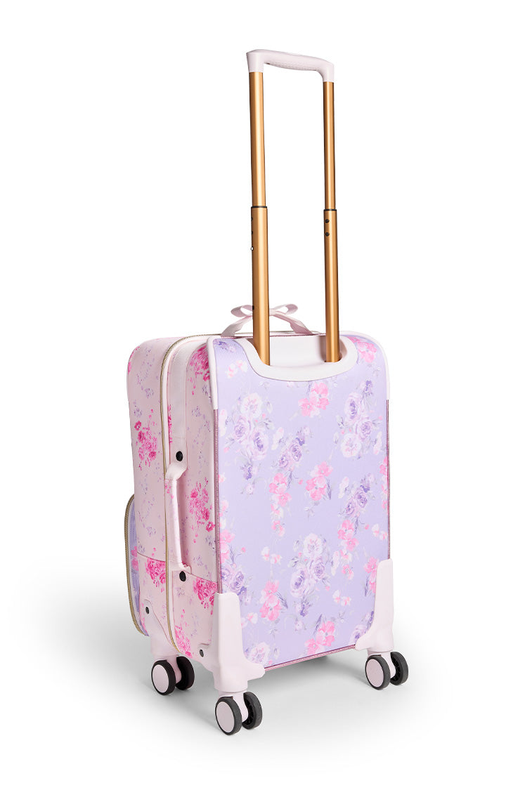 STATE x LoveShackFancy Logan Carry On Suitcase - Stylish Pink Floral Luggage for Women | Perfect for Weekend Getaways & Air Travel | TSA-Approved Spinner Bag