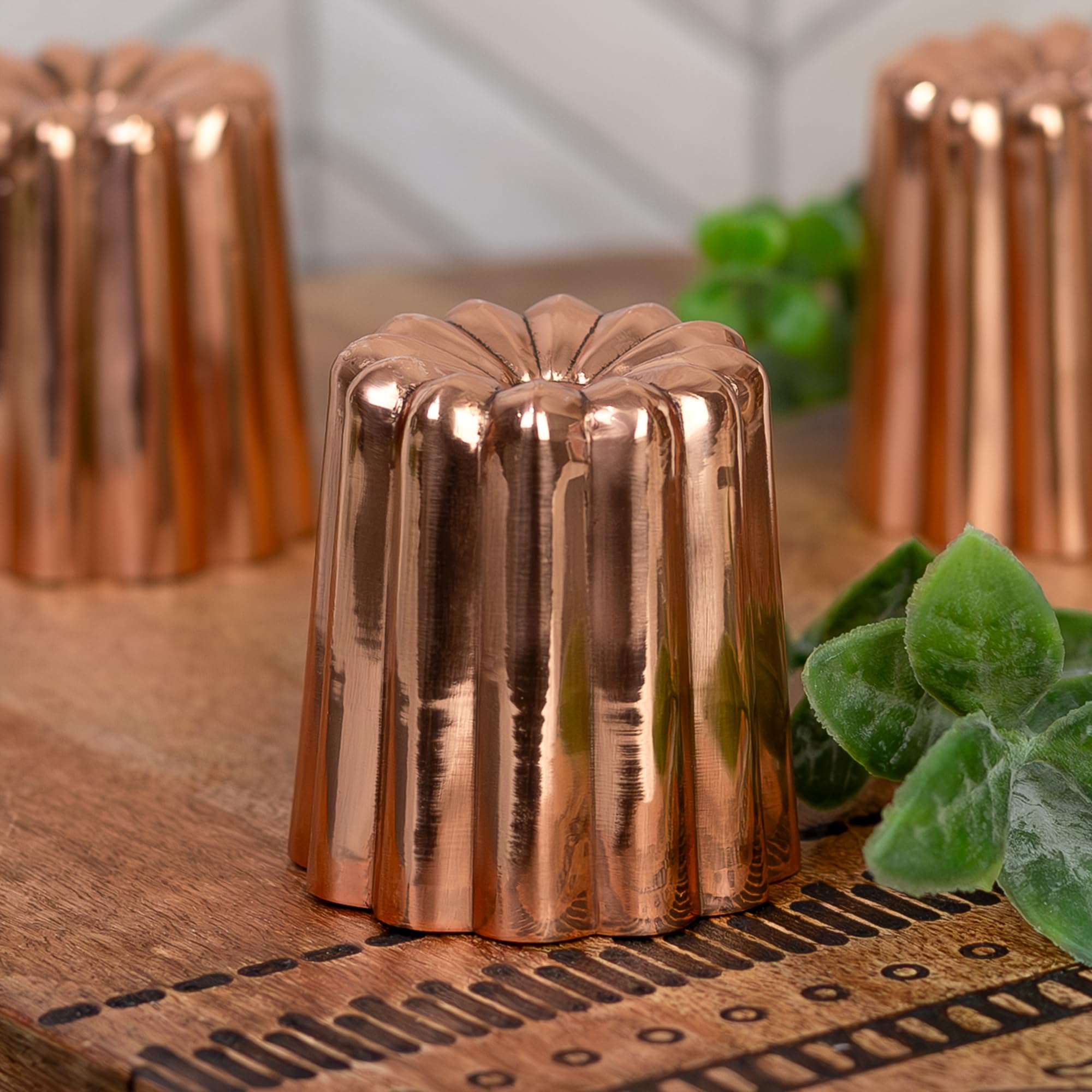 Darware Copper Canelle Pastry Molds (4-Pack) - 2-Inch Bordeaux French Custard Cannele Cake Baking Molds | Premium Heat-Conducting Copper for Perfect Pastries | Ideal for Home Bakers & Professional Chefs