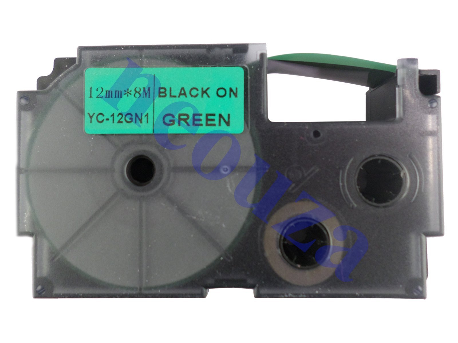 CASIO XR-12GN1 Label Printer - 12mm x 8m Self-Adhesive Black on Green Label Tape for Office, Home & Retail Organization | Easy Labeling for Files, Storage & Products