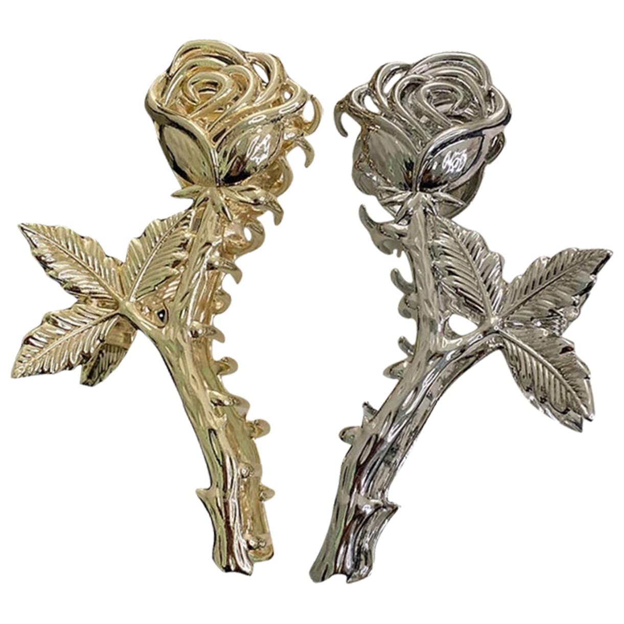 BELLIFFY 2-Pack Vintage Rose Hair Clips for Women - Elegant Floral Hair Claw Clamps, Perfect for Bridal Headpieces, Summer Hairstyles & Special Occasions | Wedding, Party & Everyday Wear