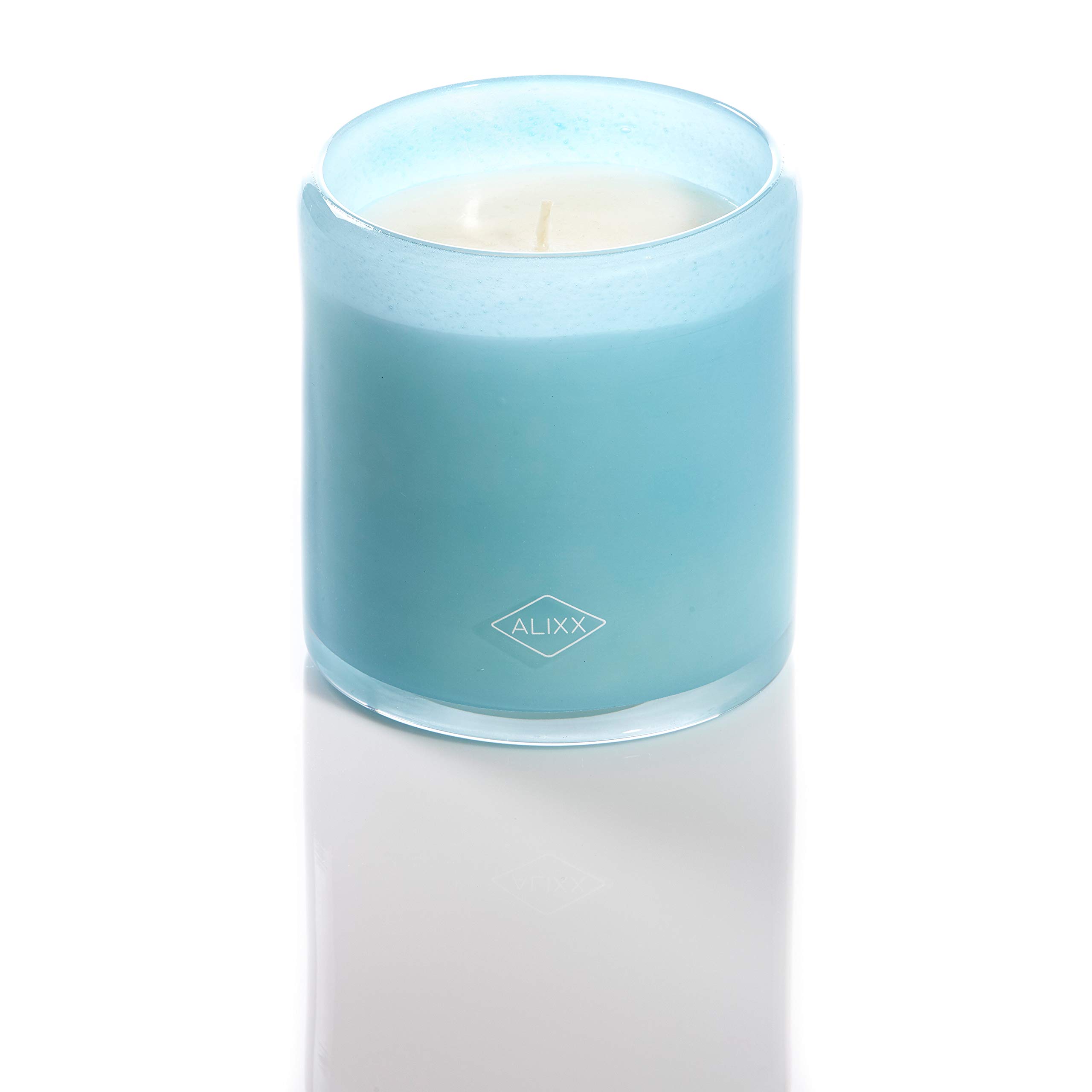 Alixx Candle Air de la Mer/Aqua Glass Jar - Medium 15oz Scented Soy Wax Candle for Home, Bathroom & Relaxation - Ocean Breeze Aromatherapy Gift
