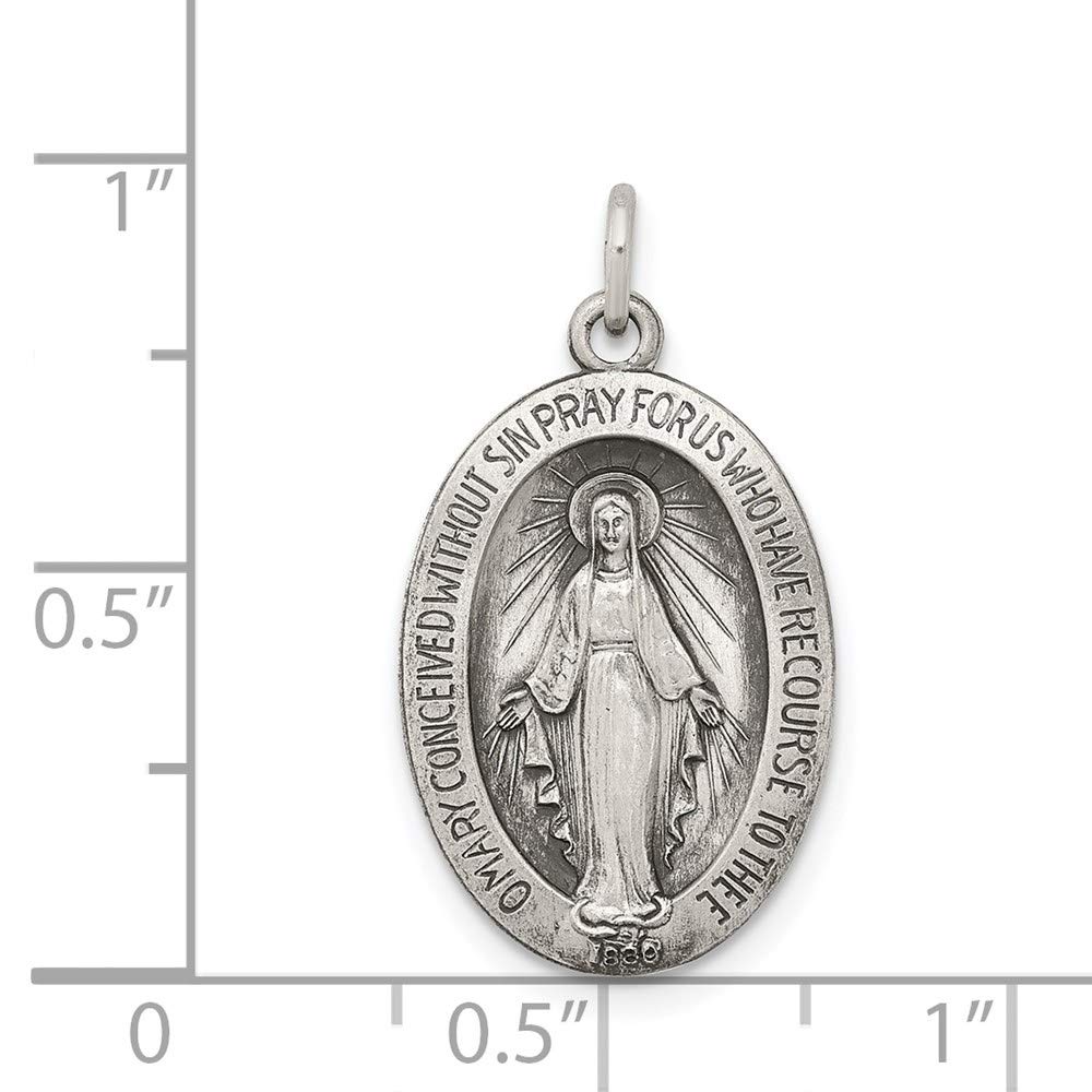 Antiqued Sterling Silver Our Lady Graces Pendant - Religious Jewelry Gift