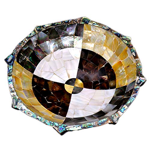 10x10x3 Inches Natural Marble Lotus with Colorful Mother of Pearl Inlay - Elegant Home Decor for Living Room, Meditation Space & Gift Giving