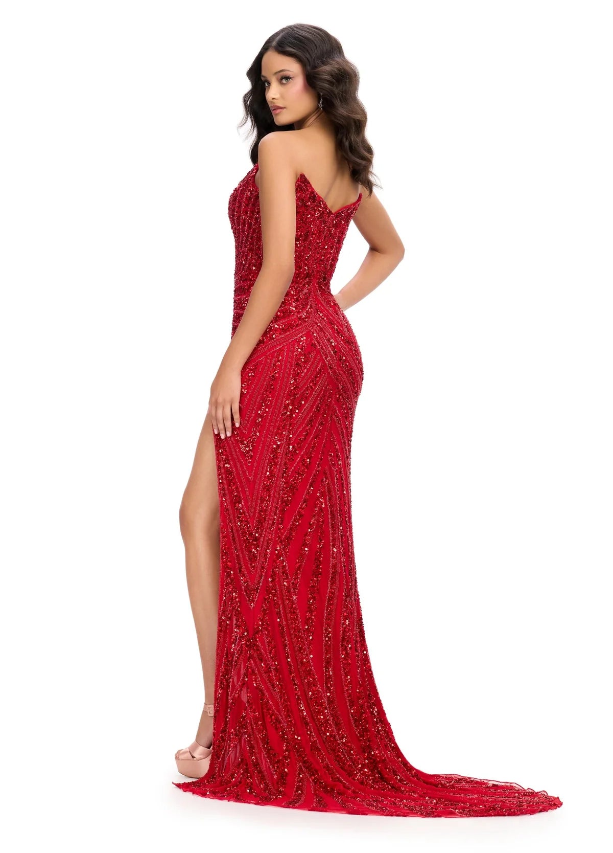 Ashley Lauren Red Dress - Elegant Women's Party Gown for Evening Events, Date Nights & Special Occasions