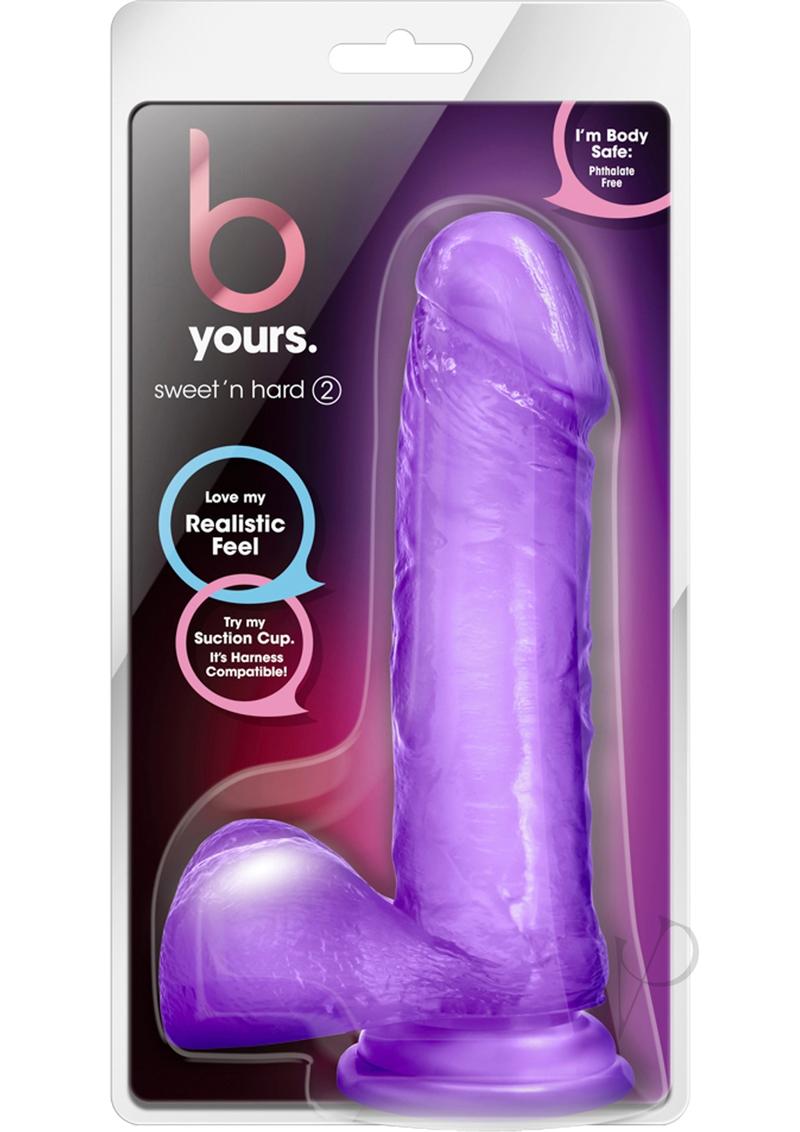B Yours Sweet N' Hard 2 Dildo with Balls - 7.75 Inch Realistic Purple Silicone Adult Toy for Couples & Solo Play - Perfect for BDSM, Fantasy Fulfillment & Spicing Up Your Sex Life