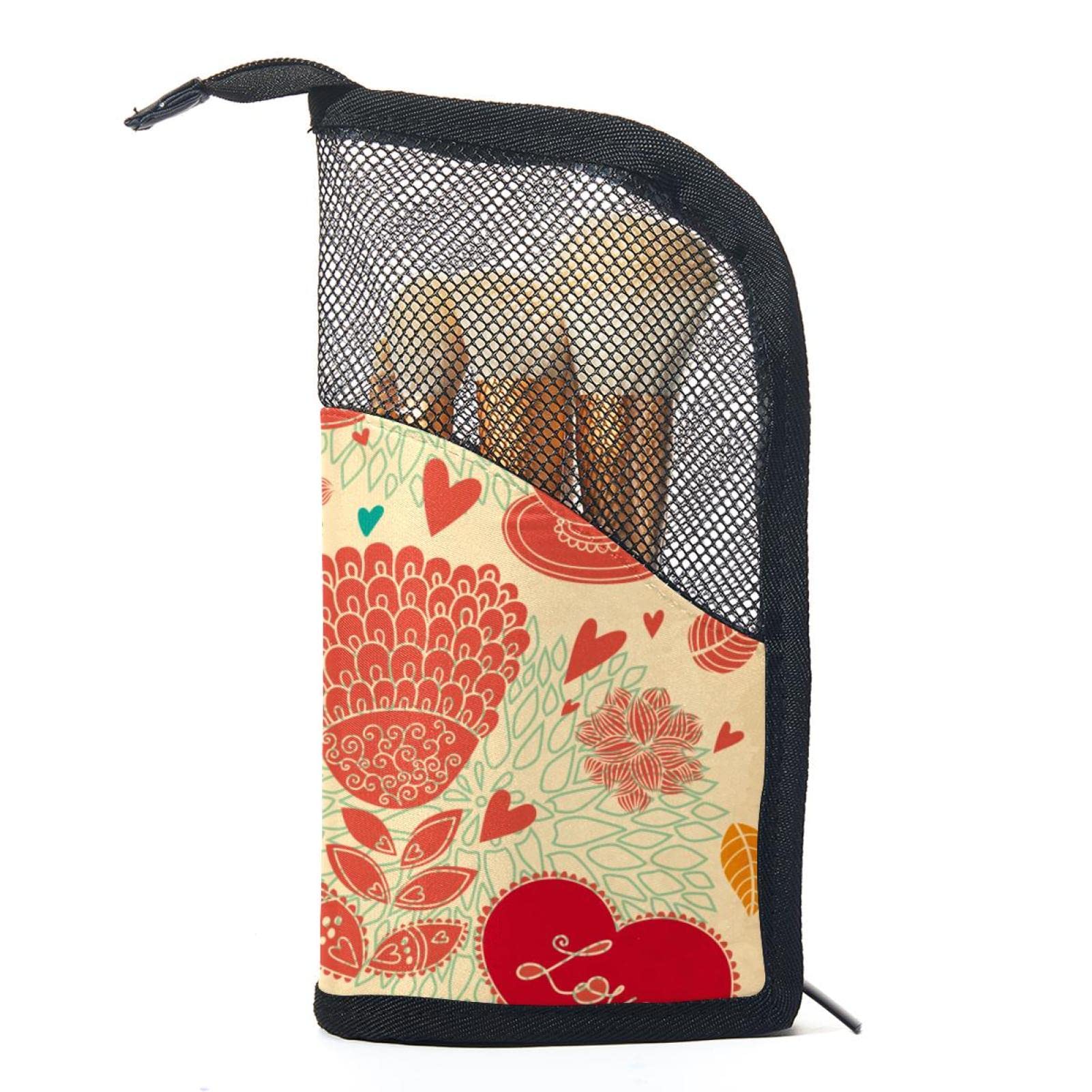 12-Piece Makeup Brush Organizer Bag - Floral Design Portable Brush Holder Case for Travel & Home Storage | Perfect for Makeup Artists & Beauty Enthusiasts