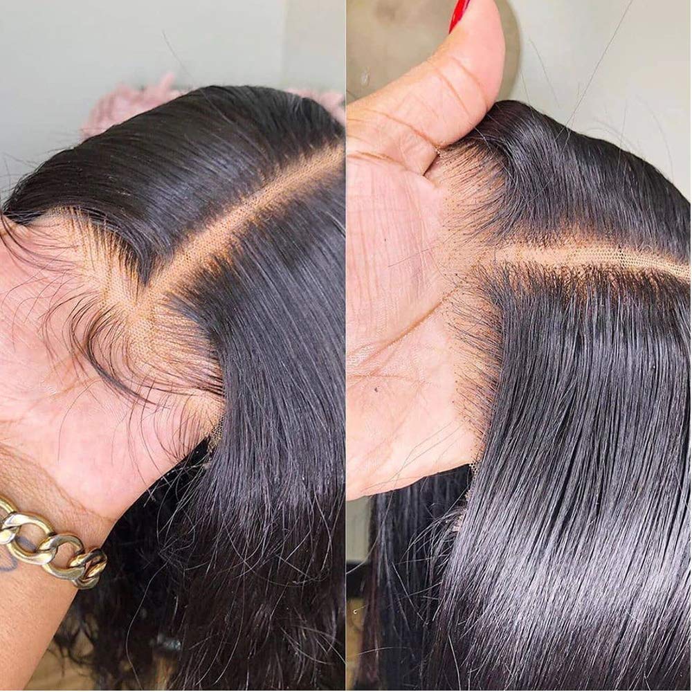 13x6 T-Part Transparent Lace Front Wig | Brazilian Virgin Human Hair Straight Wig | 150% Density Pre-Plucked with Baby Hair | Natural Color 18 Inch | Perfect for Black Women | Everyday Wear, Parties & Special Occasions