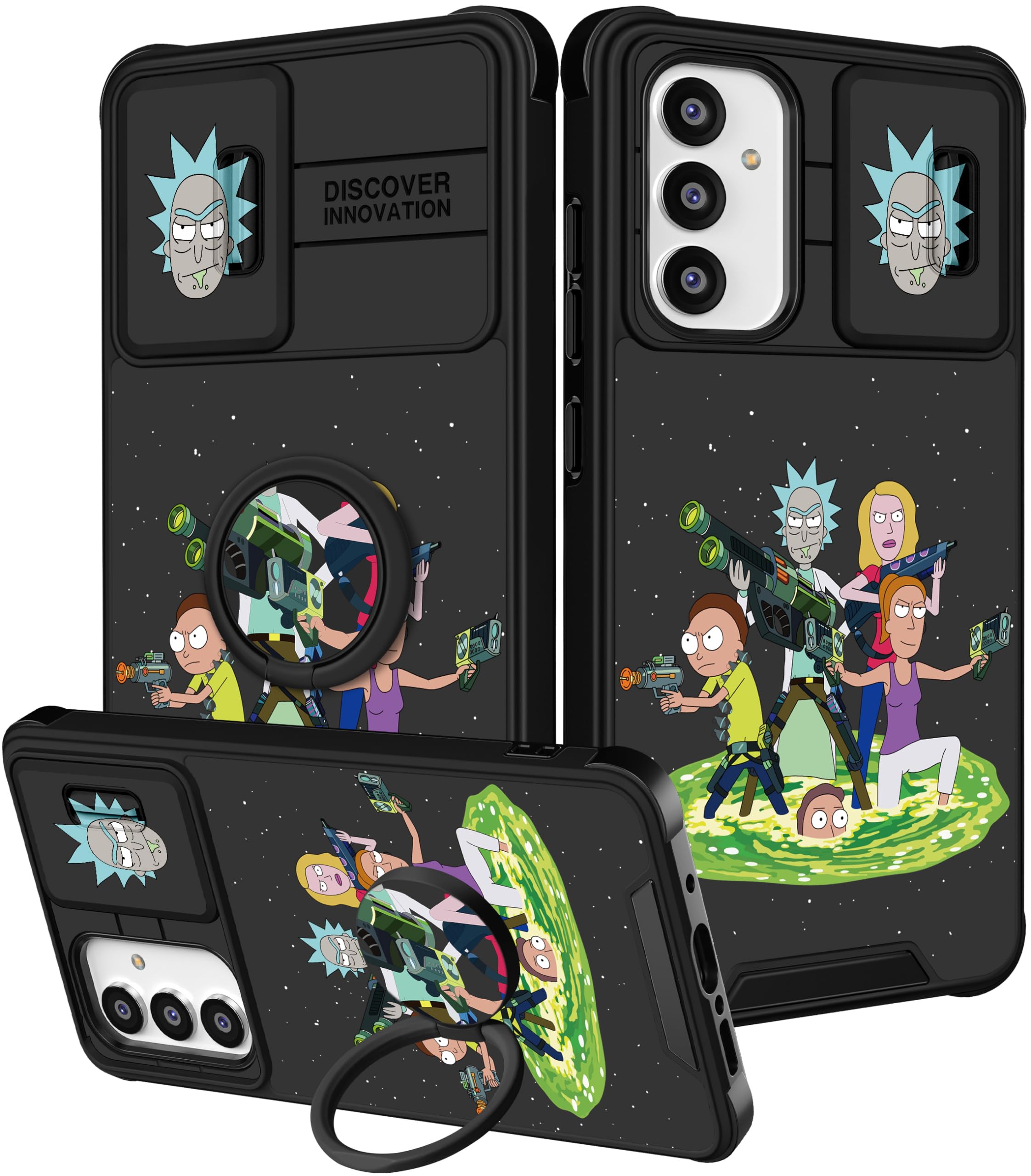 Samsung Galaxy A54 5G Case with Camera Cover & Ring Holder - Cute Cartoon Shockproof Hard Phone Case for Women, Girly Funny Protective Cover for Samsung A54 6.4