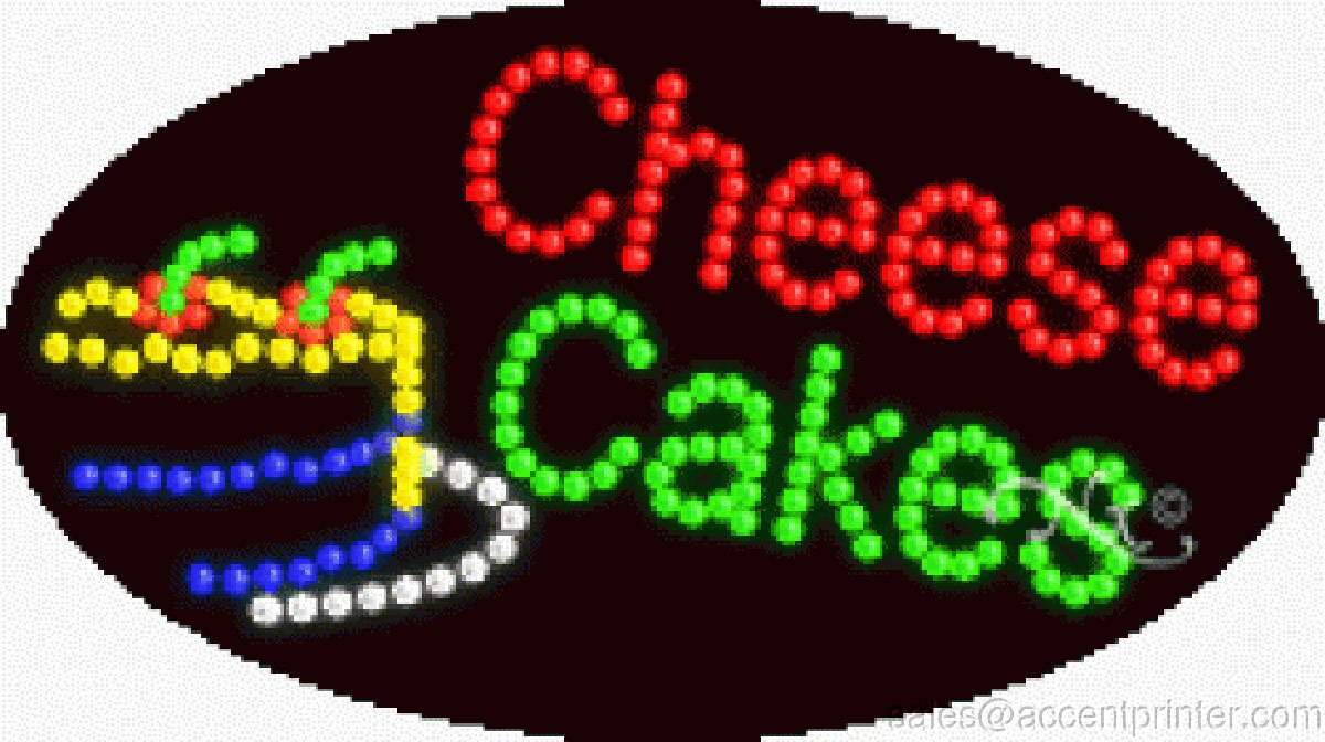 Energy Efficient LED Cheese Cake Sign - Flashing & Animated High Impact Display for Bakeries, Cafes, and Dessert Shops