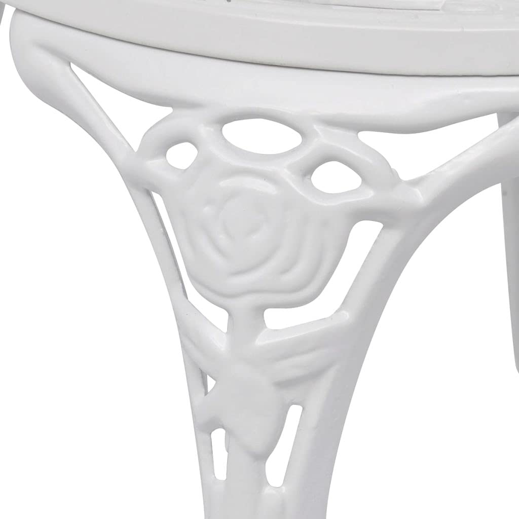 All-Weather Outdoor Bistro Set - 3-Piece White Cast Aluminum Patio Dining Table & Chairs for Poolside, Garden, Deck, Picnic & Backyard Entertaining