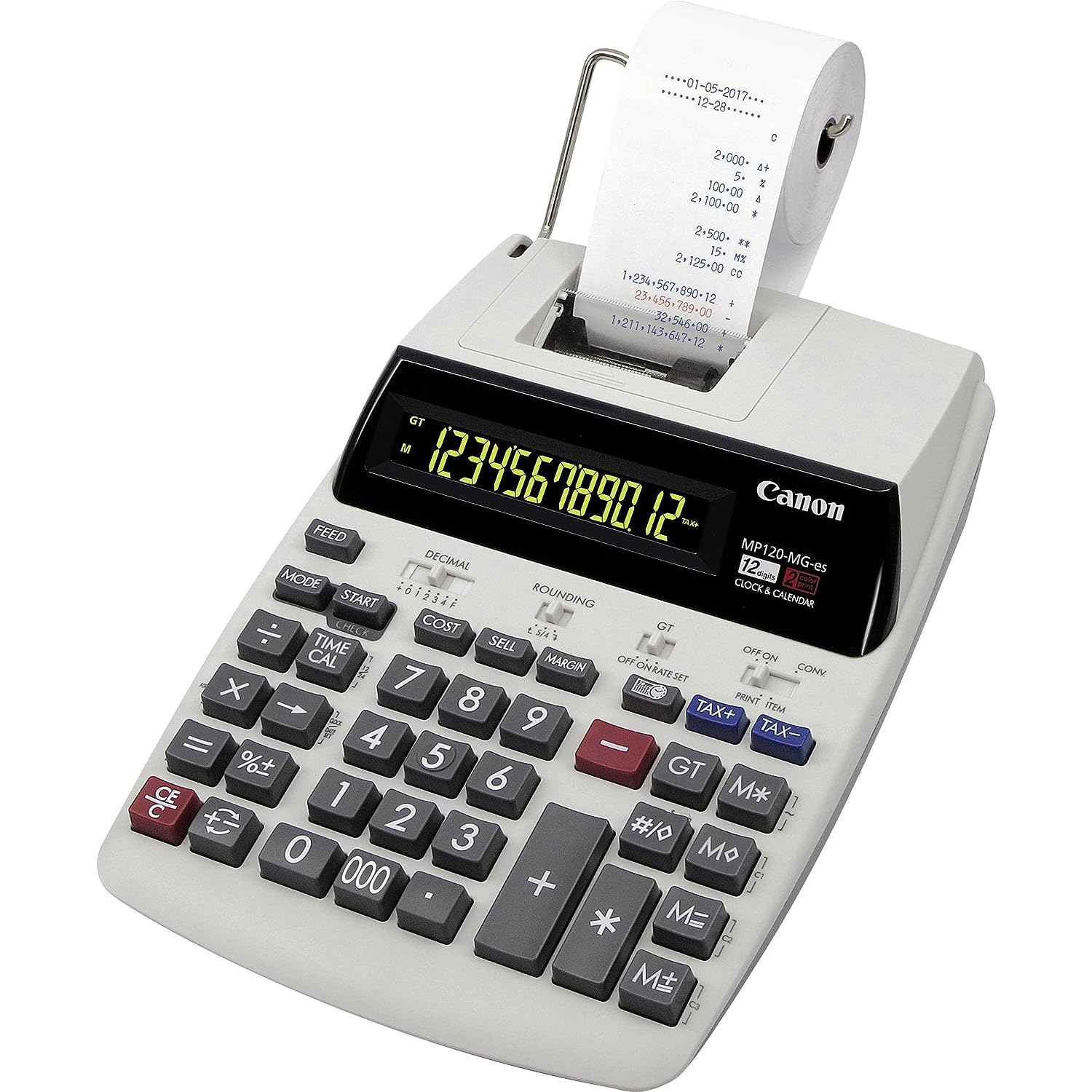 Canon MP-120 MG-ES II Printing Calculator - Desktop Financial Calculator with 12-Digit LCD Display for Office, Accounting & Business Use