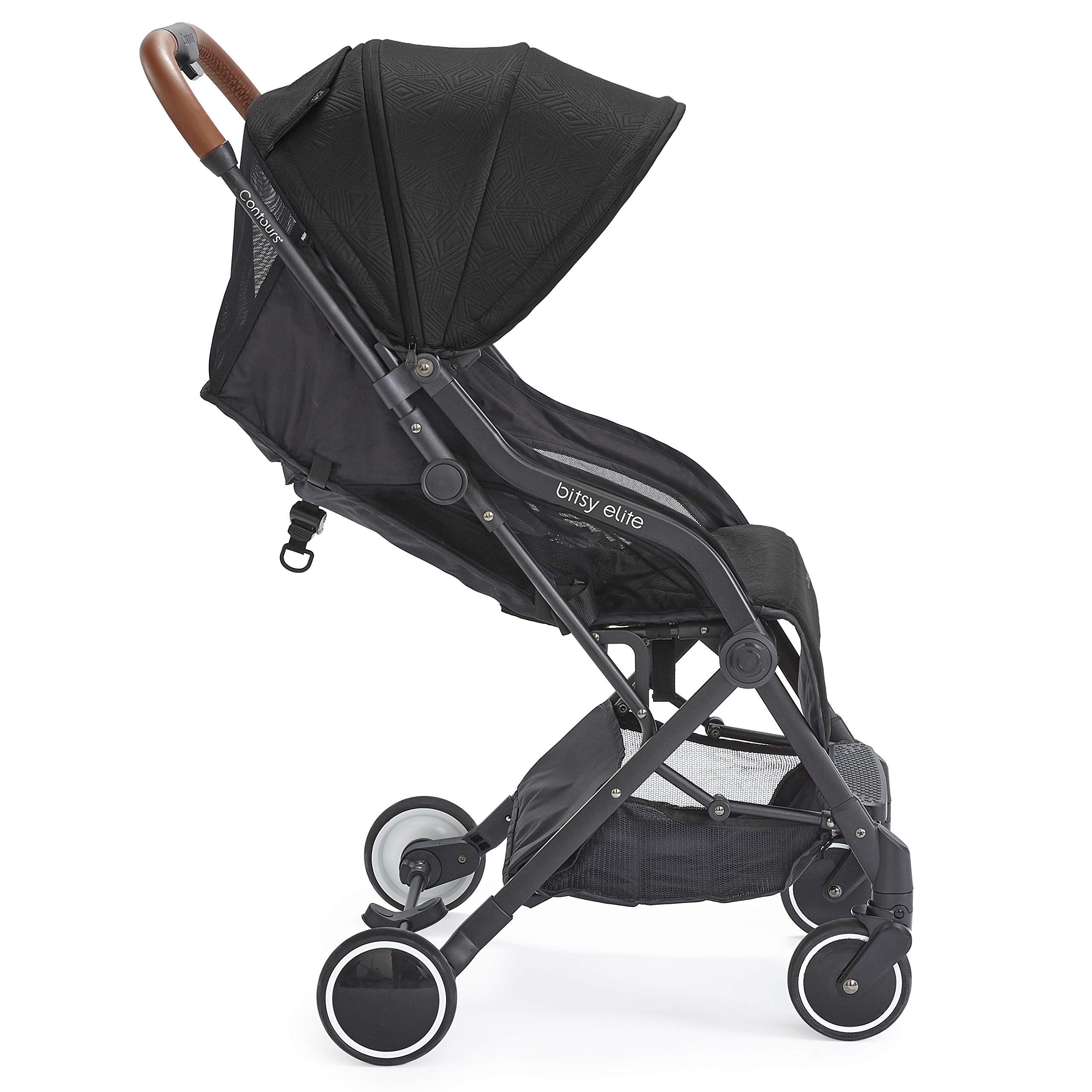 Contours Bitsy Elite Lightweight Baby Stroller - Compact Travel Stroller with One-Hand Fold, Car Seat Adapter Free for Infants | Onyx Black | Perfect for Air Travel, Shopping & City Walks
