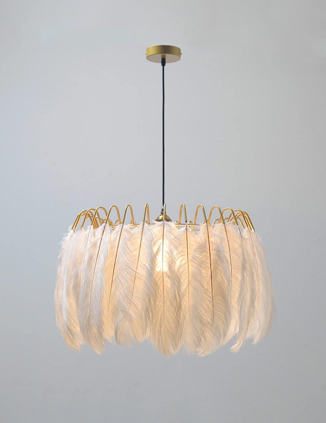 Elegant Feather Pendant Light - Modern Boho Chandelier for Living Room, Bedroom & Dining Room Decor - Perfect for Bohemian, Farmhouse or Scandinavian Style Homes