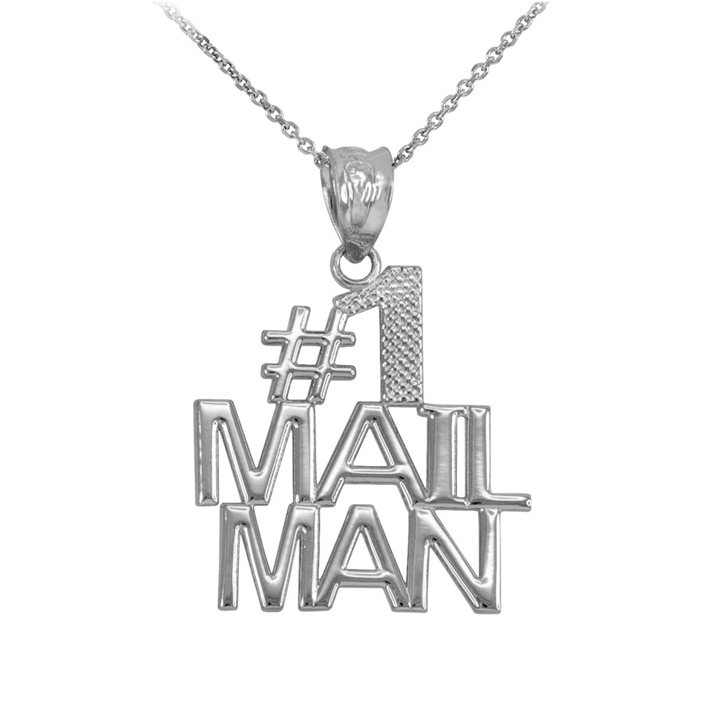 10k White Gold Postman Charm Pendant Necklace - Perfect Gift for Mail Carriers & Postal Service Lovers
