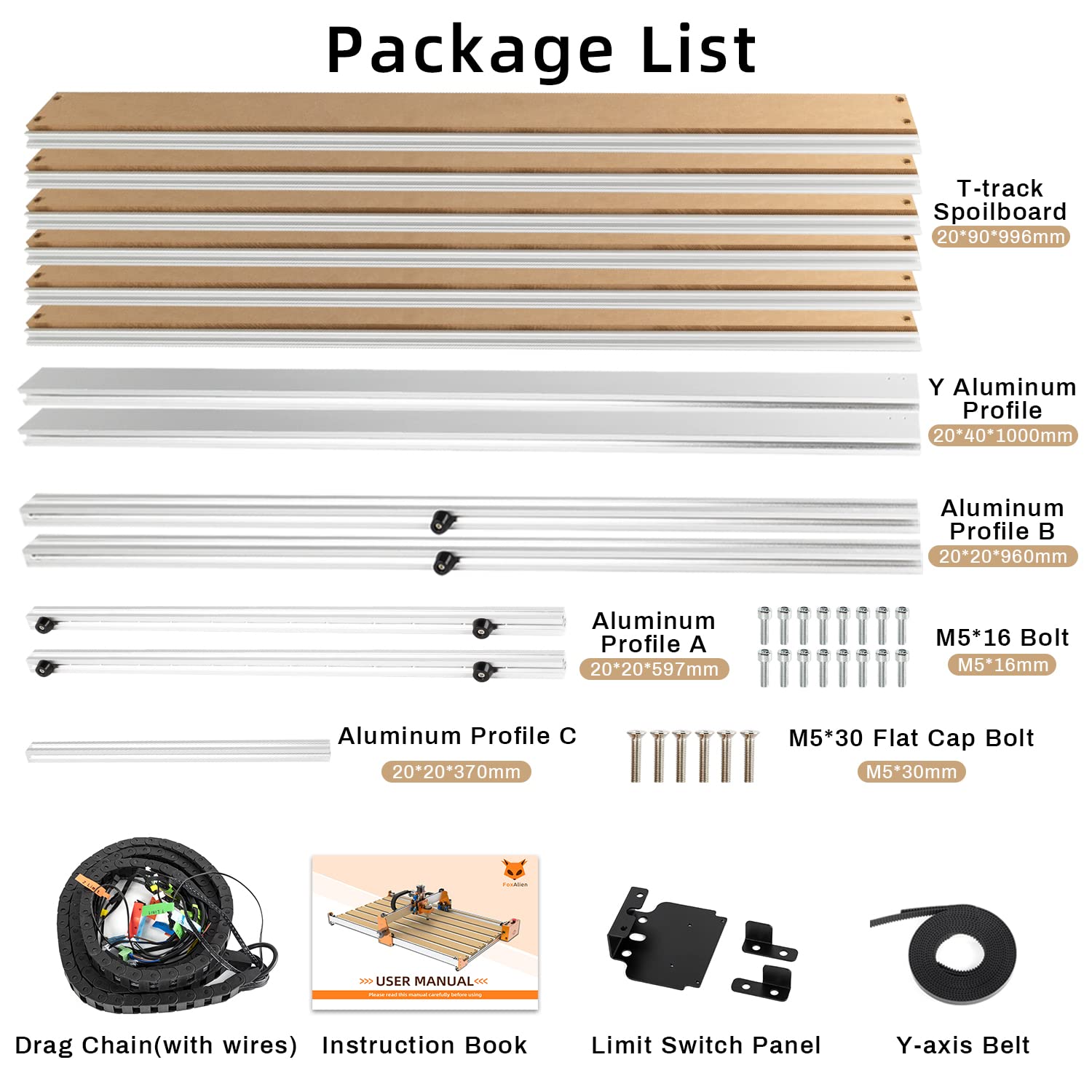 FoxAlien 4080 CNC Router Extension Kit - Upgraded Hybrid Spoilboard for Masuter Pro CNC Machine | Expands Working Area to 15.75