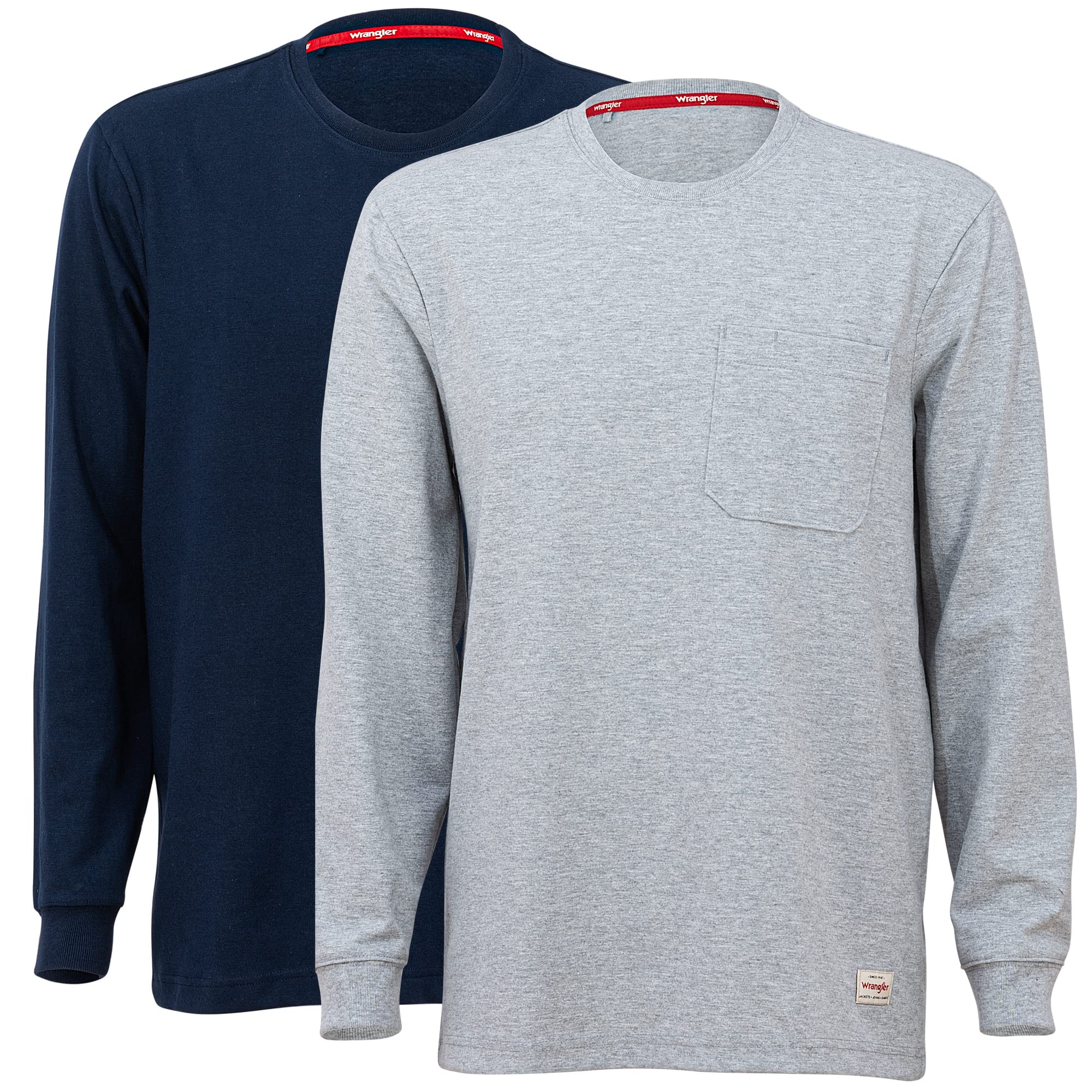 Wrangler Men's Long Sleeve Layering T-Shirt - Core Base Layer Tee for Cold Weather & Outdoor Activities | Hiking, Camping & Workwear Essentials