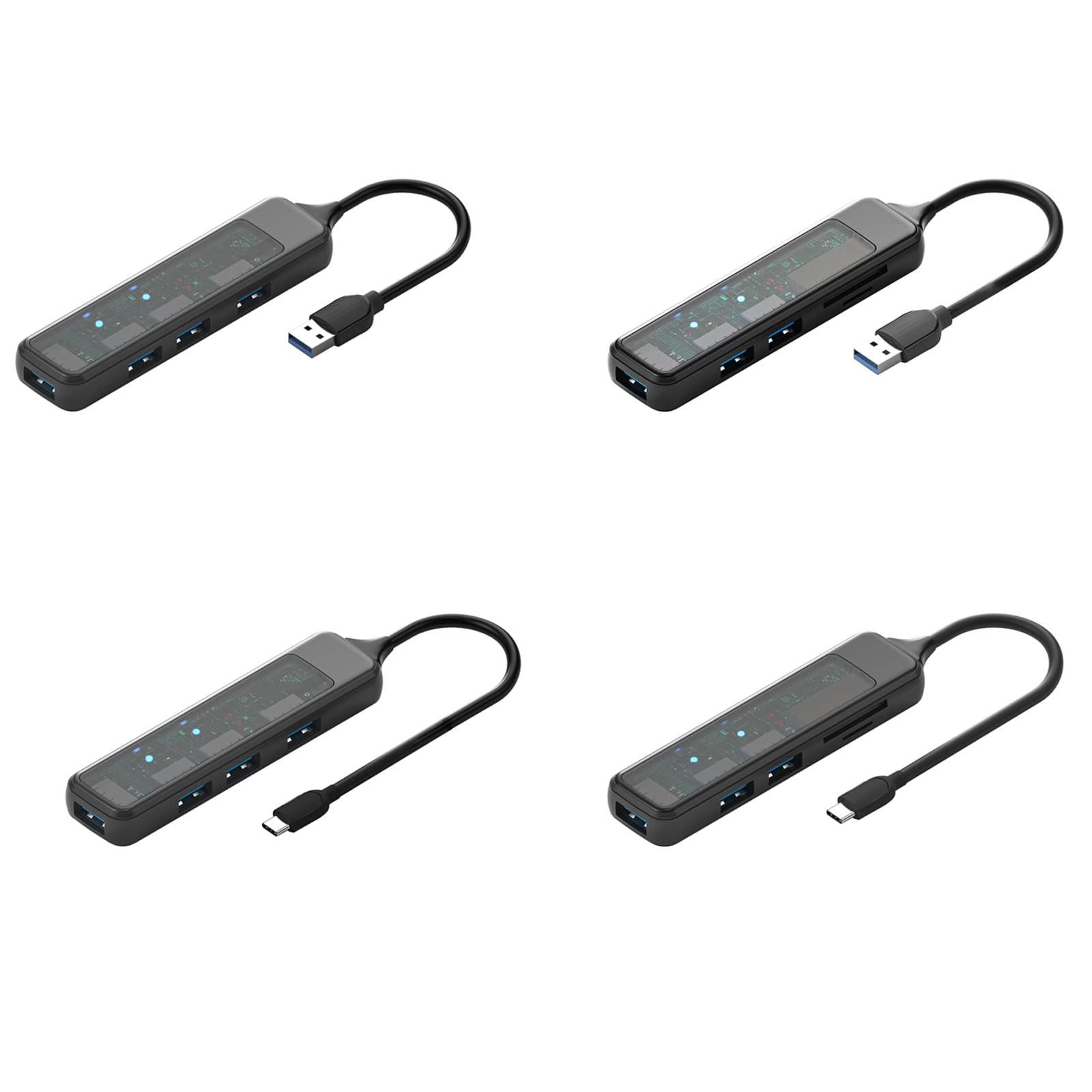 USB 3.0 Hub 4-Port with Card Reader for Laptop & PC - Fast Data Transfer