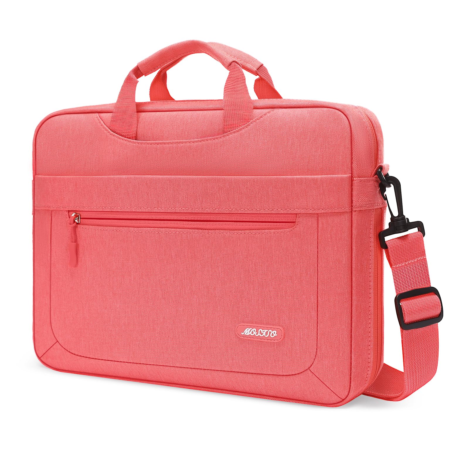 MOSISO Laptop Messenger Bag for MacBook Air & Pro 13-14 Inch | Adjustable Depth & Living Coral Color | Perfect for Work, School & Business Travel