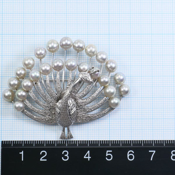 14K White Gold Akoya Pearl Diamond Brooch - Elegant Pearl Jewelry for Women, Perfect for Weddings, Parties & Special Occasions