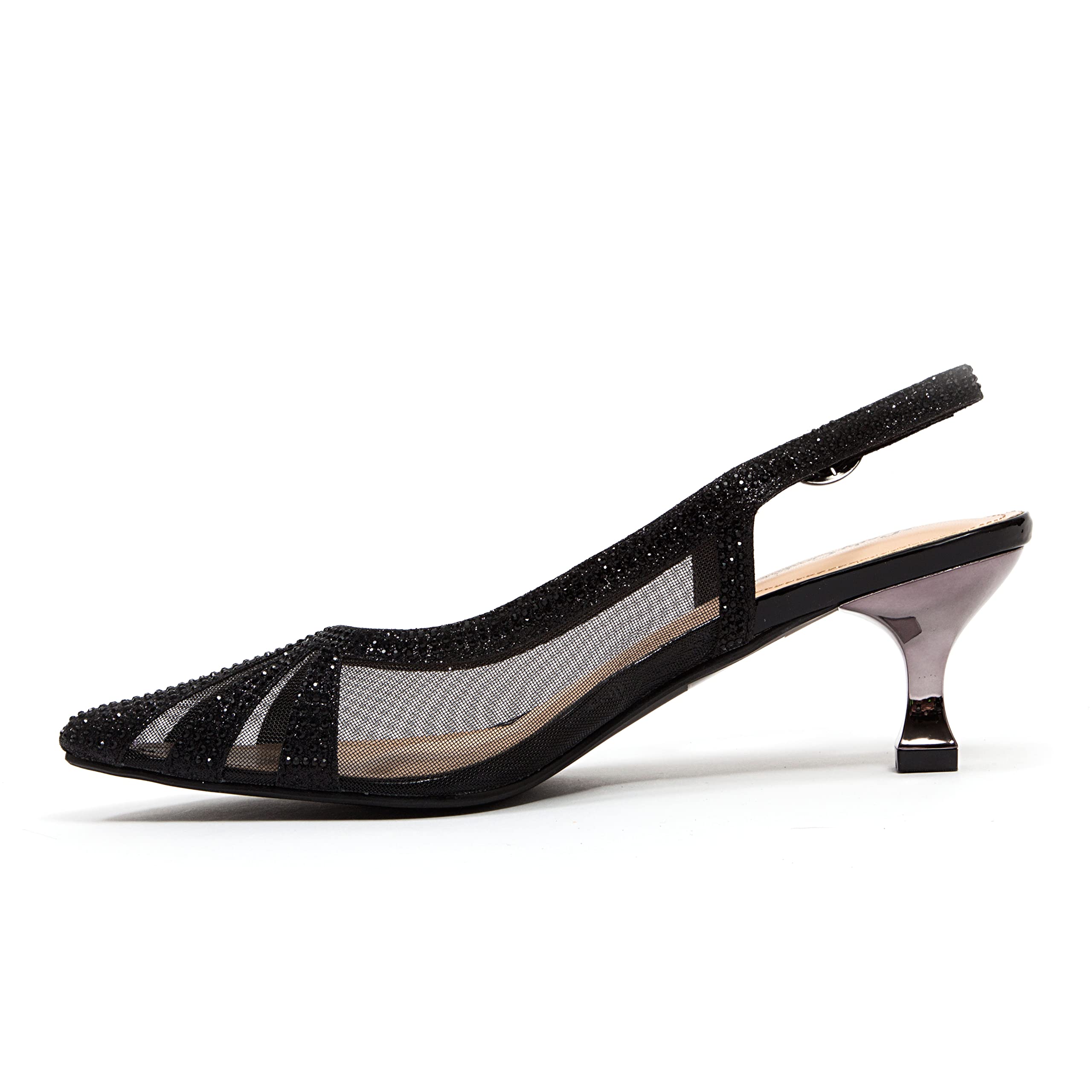 Ninety Union Macy Rhinestone Trimmed Sling Back Heels - Elegant Women's Dress Shoes for Parties, Weddings & Special Occasions
