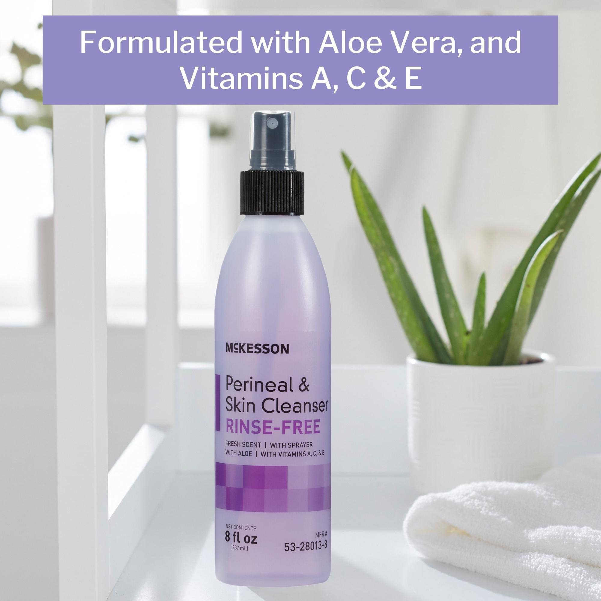 McKesson Rinse-Free Perineal Skin Cleanser, 8 oz (48 Count) - Fresh Scent for Gentle Hygiene Care | Ideal for Bedridden Patients, Postpartum Care & Elderly Skin Cleansing
