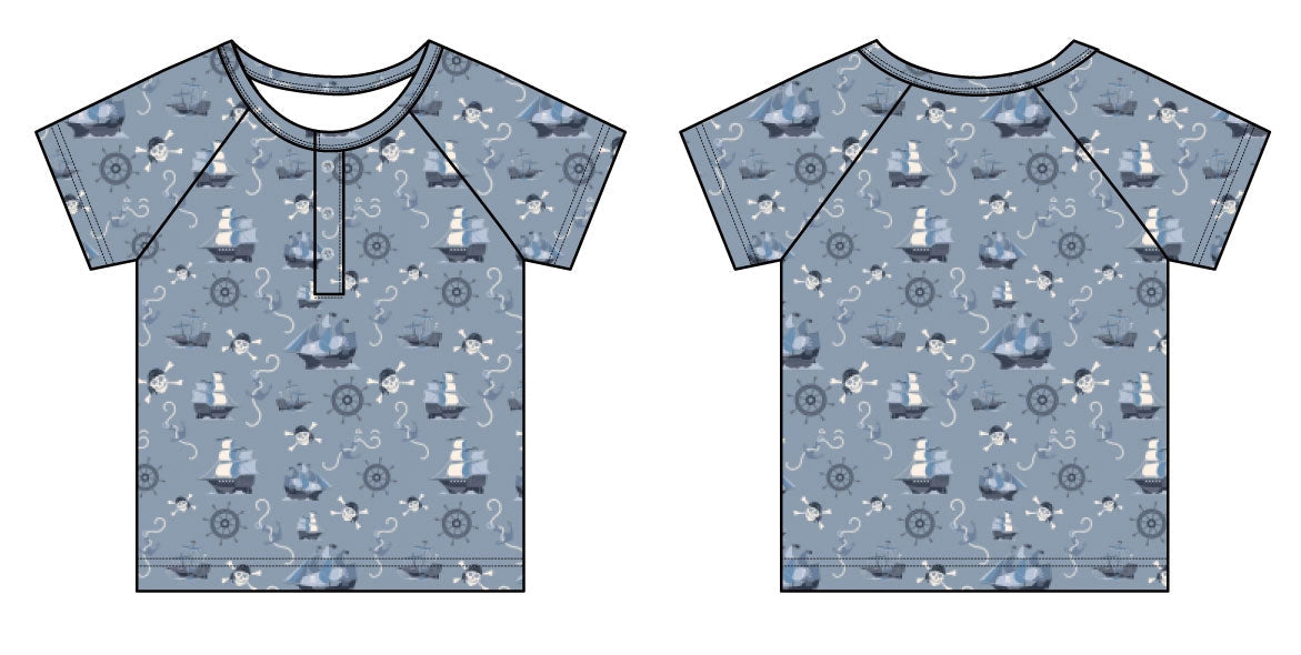 Pirates Ahoy Raglan Henley Short Sleeve Shirt - Comfortable & Stylish Men's Top for Casual Wear, Beach Outings & Summer Adventures
