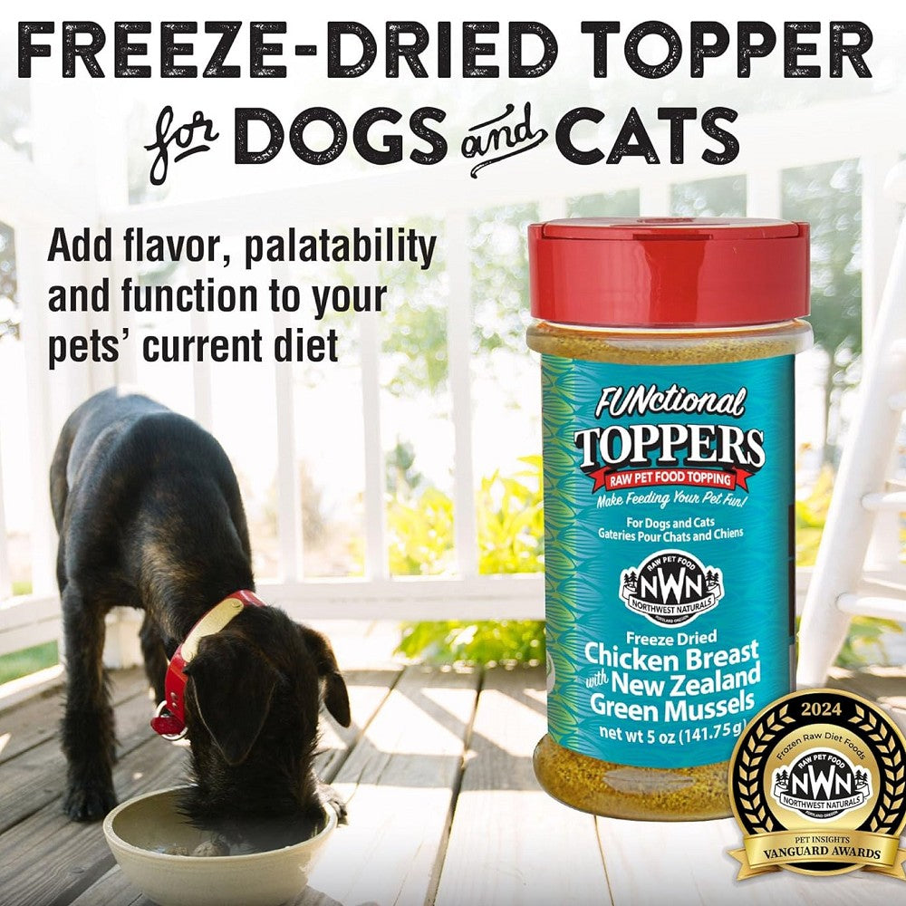 Premium Chicken Breast & New Zealand Green Mussels Dog & Cat Food Topper - High Protein Meal Enhancer for Pets, Grain-Free Natural Supplement for Picky Eaters (Great for Mixing with Kibble or Wet Food)