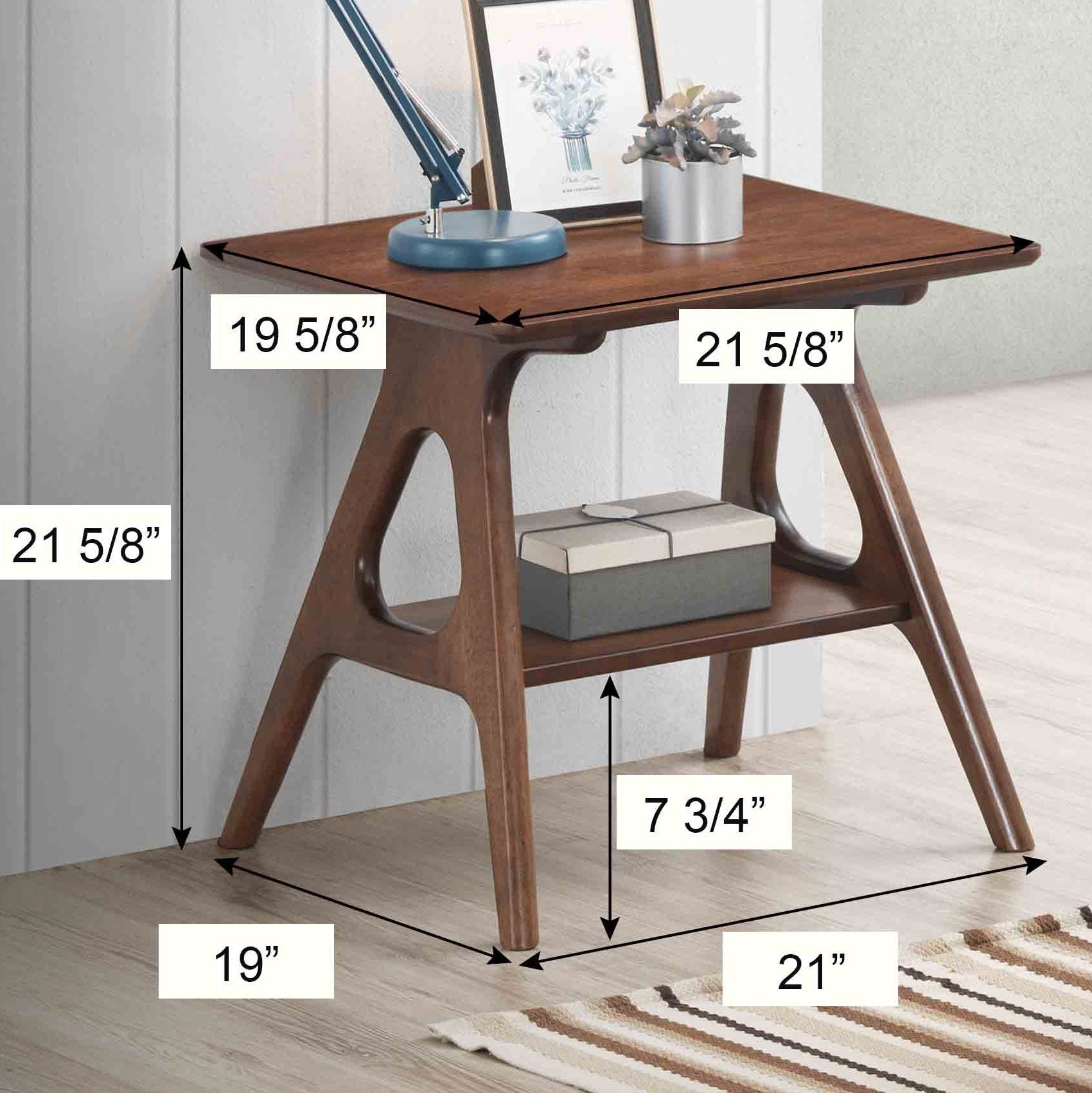 Roundhill Furniture Arona Mid Century Modern Wood Shelf End Table - Stylish Living Room Side Table with Storage for Books & Decor | Perfect for Small Spaces, Apartments & Bedrooms