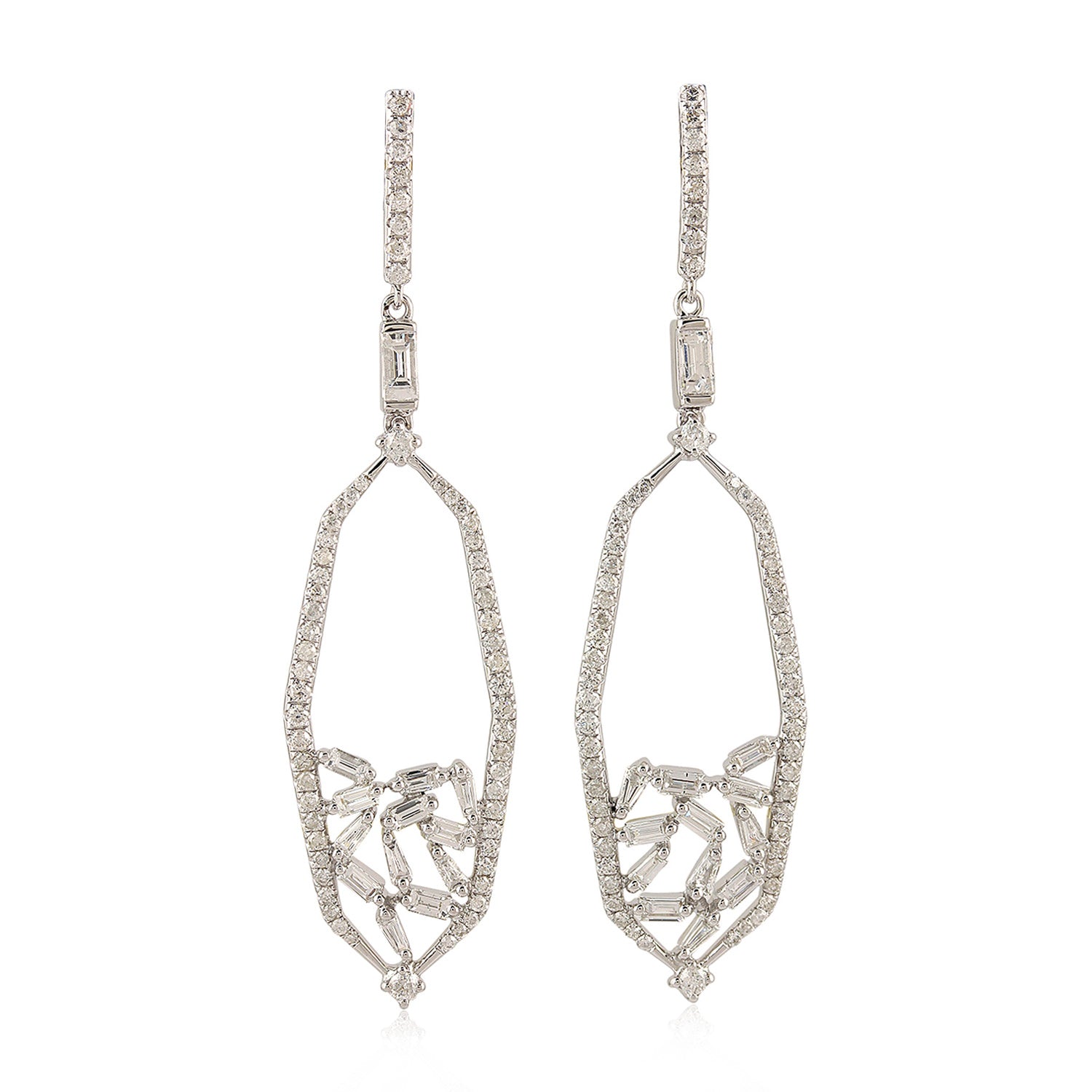 18K White Gold Tapered Baguette Diamond Vintage Earrings for Wedding | Elegant Bridal Jewelry for Engagement, Anniversary & Special Occasions