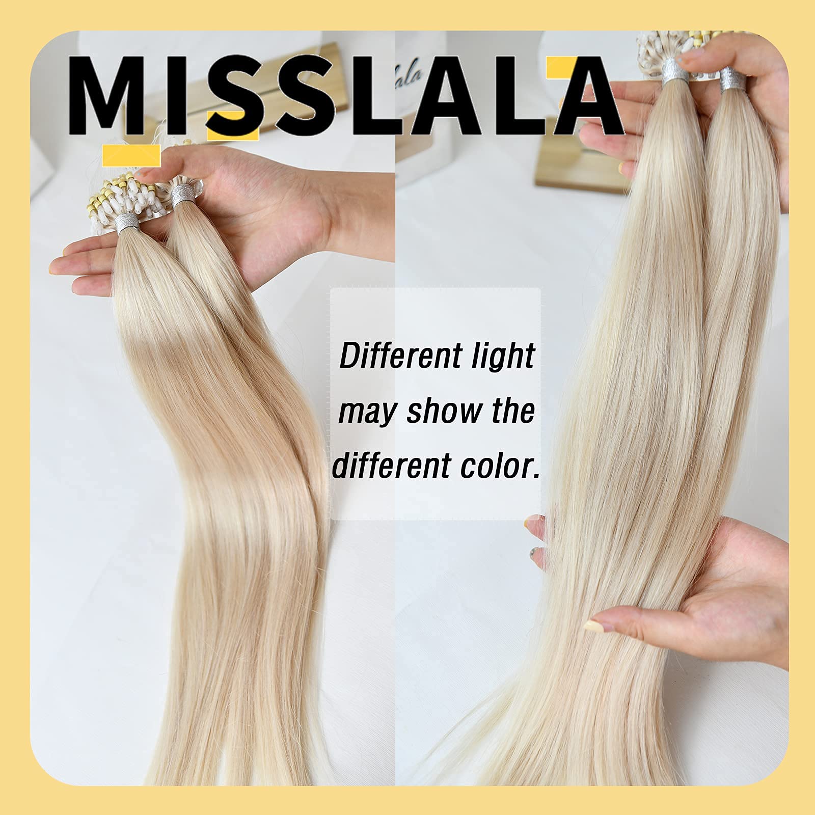 22 Inch Micro Loop Human Hair Extensions - Remy Hair Microlink Extensions #60A White Blonde - 50 Strands 50g Straight Hair for Salon & Styling - Perfect for Weddings, Parties & Daily Volume Boost