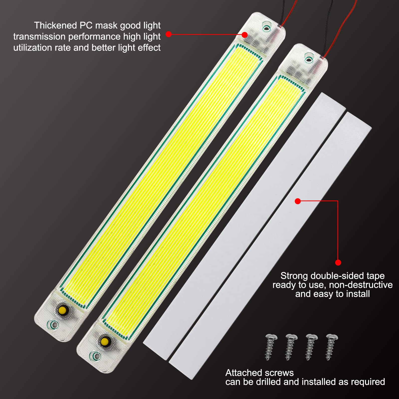 COB Car LED Interior Lights - 2PCS 84 LED Universal Bright Interior Light Bar with On/Off Switch for Car, Van, Truck, Lorry, Camper, Boat, Caravan, Motorhome - Perfect for Interior Lighting, Night Driving & Vehicle Customization