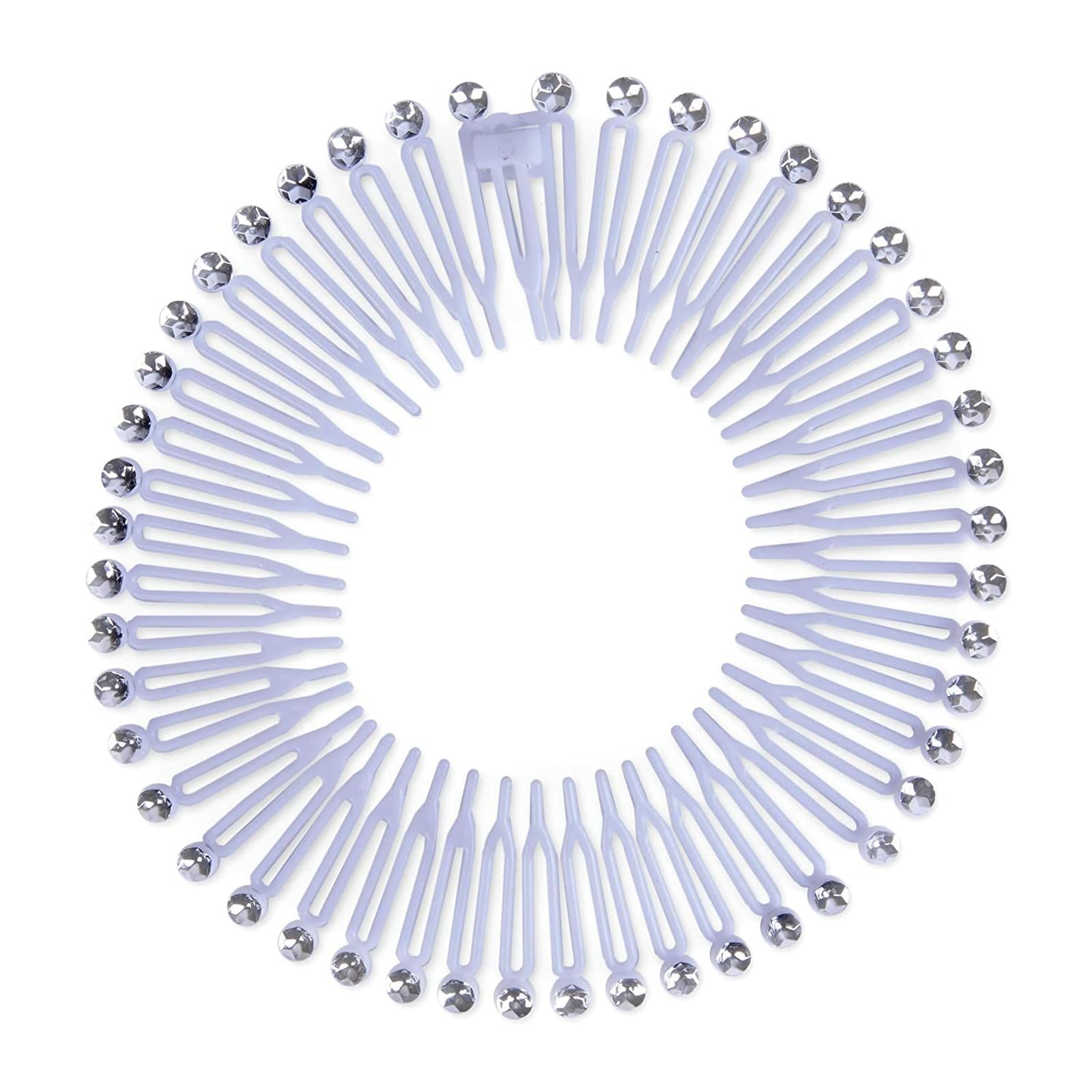 Glamlily 12 Pack Rhinestone Zig Zag Circle Headbands with Teeth Comb for Women - Non-Slip Hair Accessories in 6 Colors - Perfect for Weddings, Parties & Everyday Styling