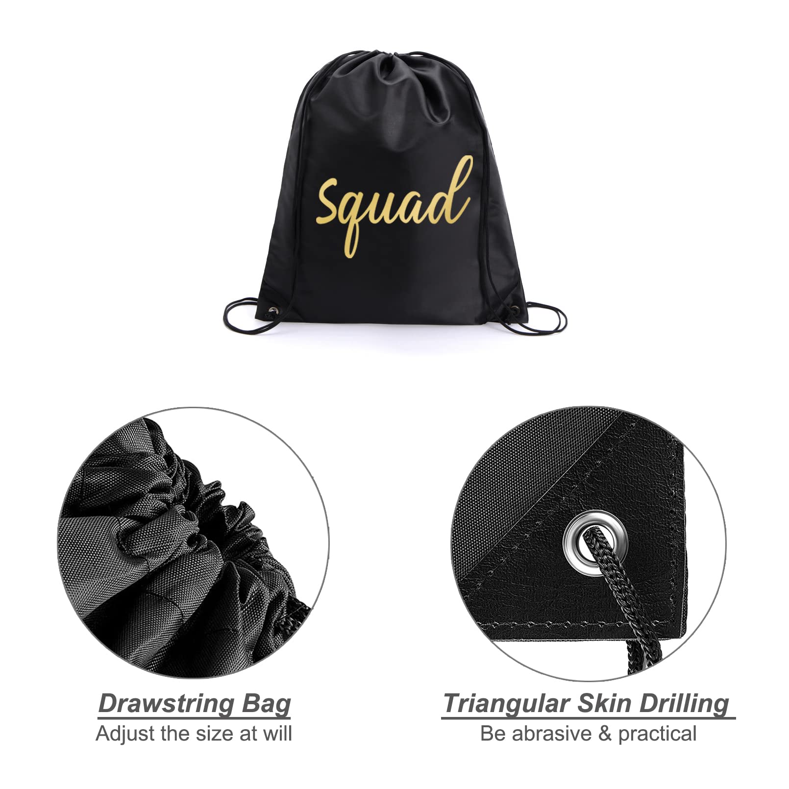 LADY&HOME 10-Pack Bridesmaid Drawstring Bags - Wedding Party Favor Gifts for Bachelorette, Bridal Shower & Rehearsal Dinner (Black) - Perfect for Bridal Party Favors, Guest Gifts & Wedding Accessories