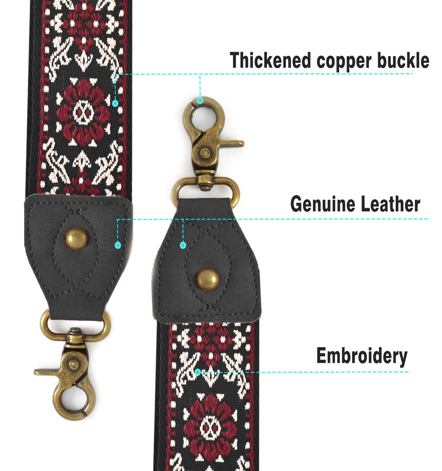 Adjustable Crossbody Shoulder Strap for Purses & Handbags - Wide Replacement Guitar Strap for Women's Bags (Perfect for Travel, Shopping & Everyday Use)
