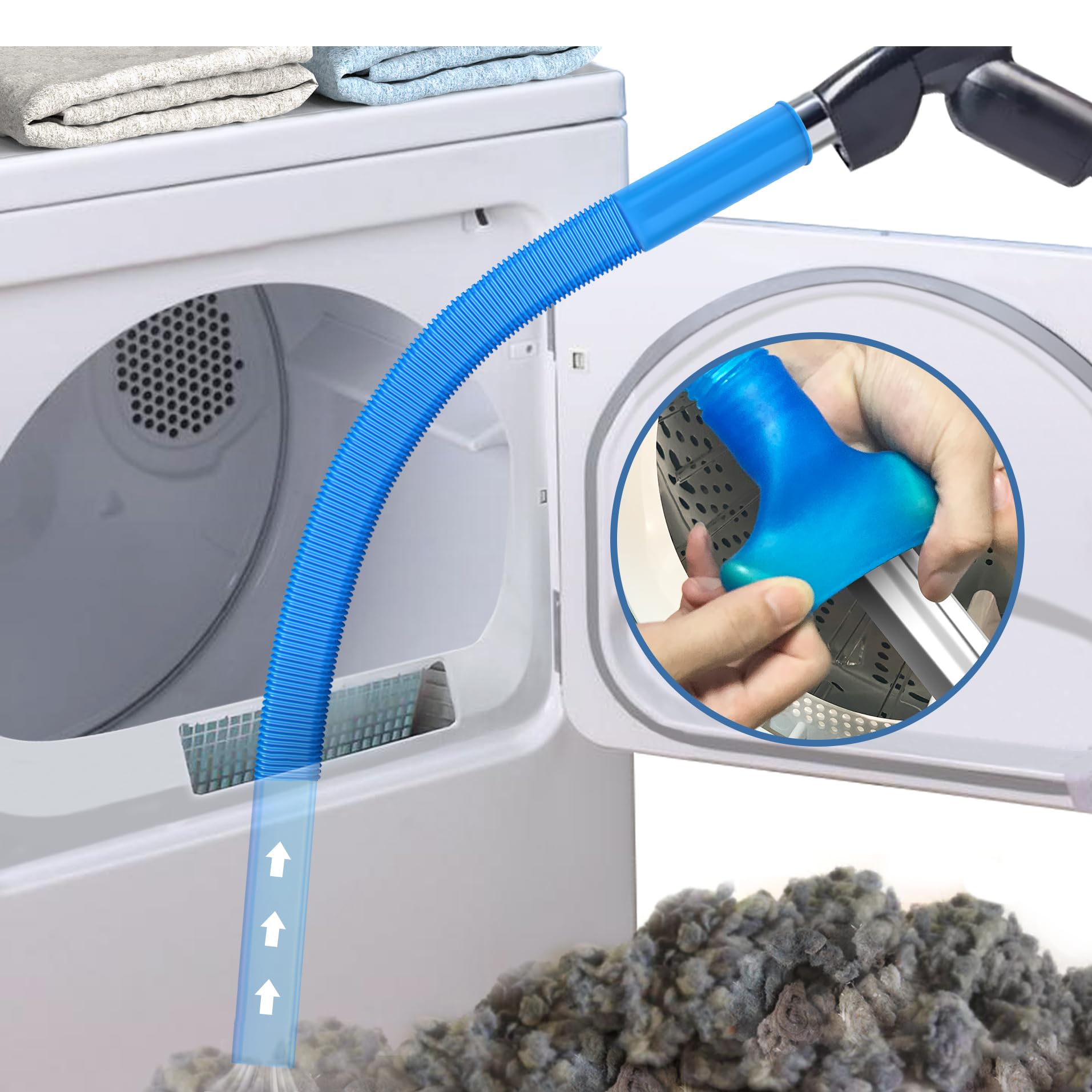 Dryer Vent Cleaner Kit - Universal Vacuum Attachment with Stretch Connector for Lint Removal | Heavy-Duty Cleaning Tool for Dryer Vents & Ducts | Perfect for Home Laundry Room Maintenance & Fire Prevention