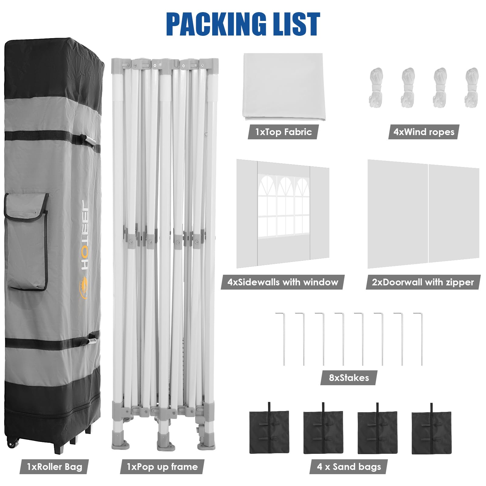 HOTEEL 10x20 FT Heavy Duty Pop Up Canopy Tent with 6 Sidewalls - Easy Setup Instant Gazebo for Outdoor Events, Weddings, Parties - Includes Roller Bag & Sand Bags - White Hexagonal Frame - Perfect for Backyard Gatherings, Farmers Markets, and Beach Outings
