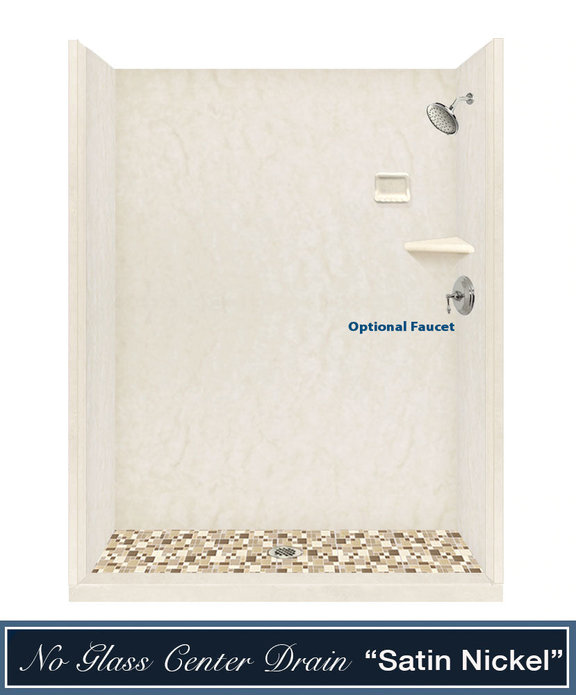 Premium Rafe Marble Alcove Shower Kit with 3 Accent Options (Liner Optional) - Luxury Bathroom Upgrade for Modern Homes & Spa-Like Experience