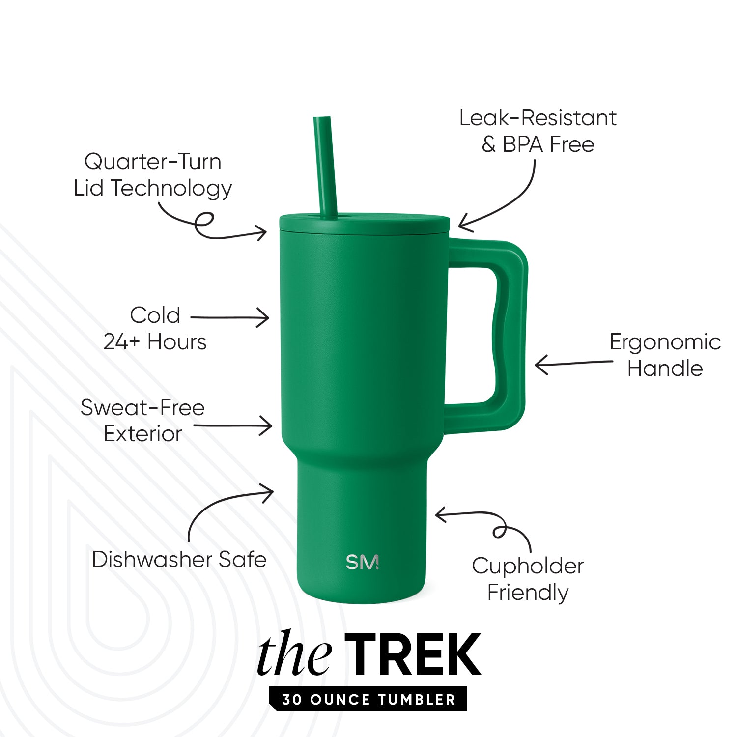 Premium Trek Tumbler 30Oz Stainless Steel Vacuum Insulated Water Bottle - Keeps Drinks Hot/Cold for 24 Hours - Leakproof Lid - Perfect for Hiking, Camping, Gym & Outdoor Activities