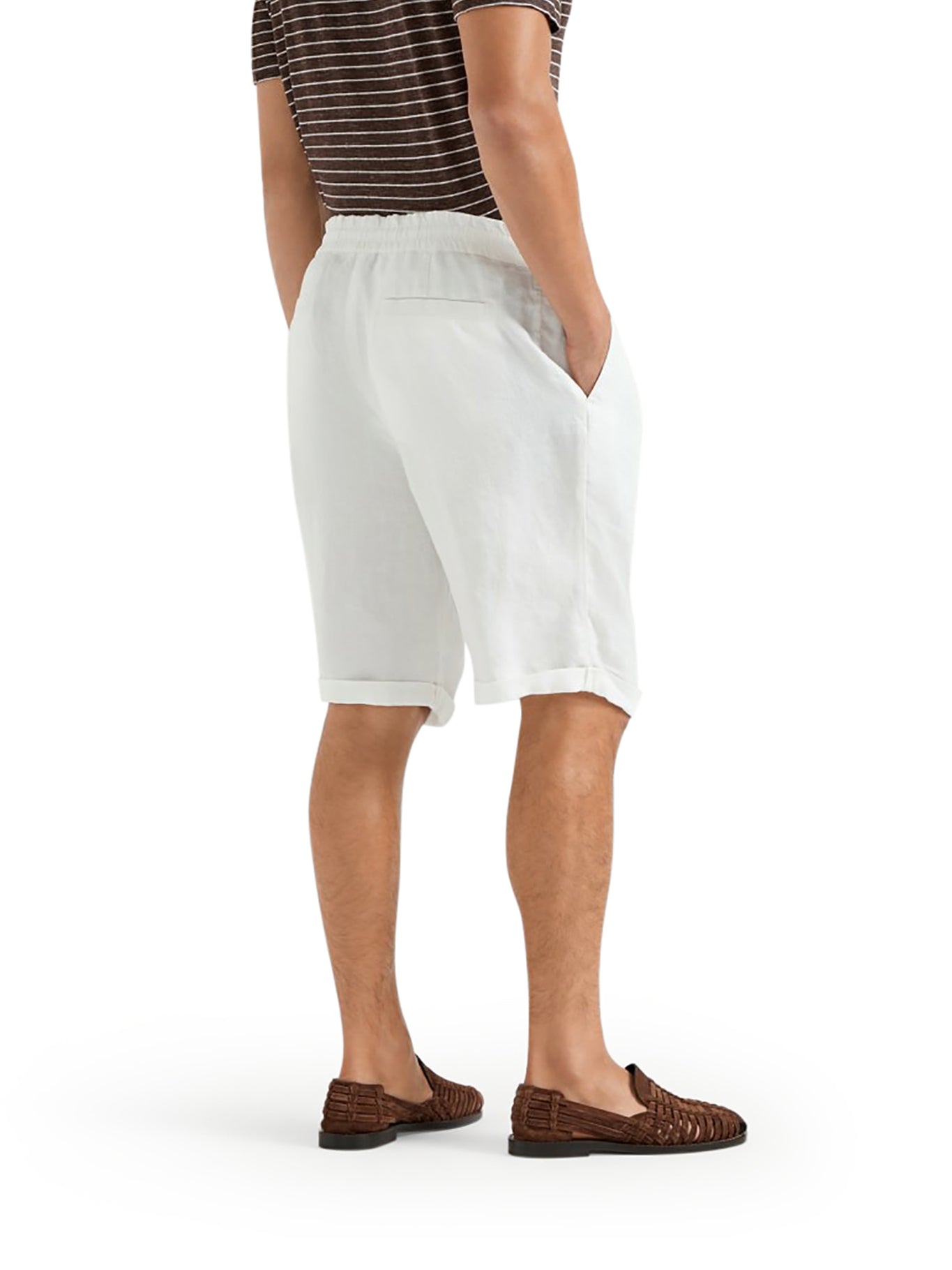 Garment Dyed Linen Gabardine Bermuda Shorts with Drawstring Waist & Darts - Comfortable Casual Summer Shorts for Beach, Travel and Outdoor Activities