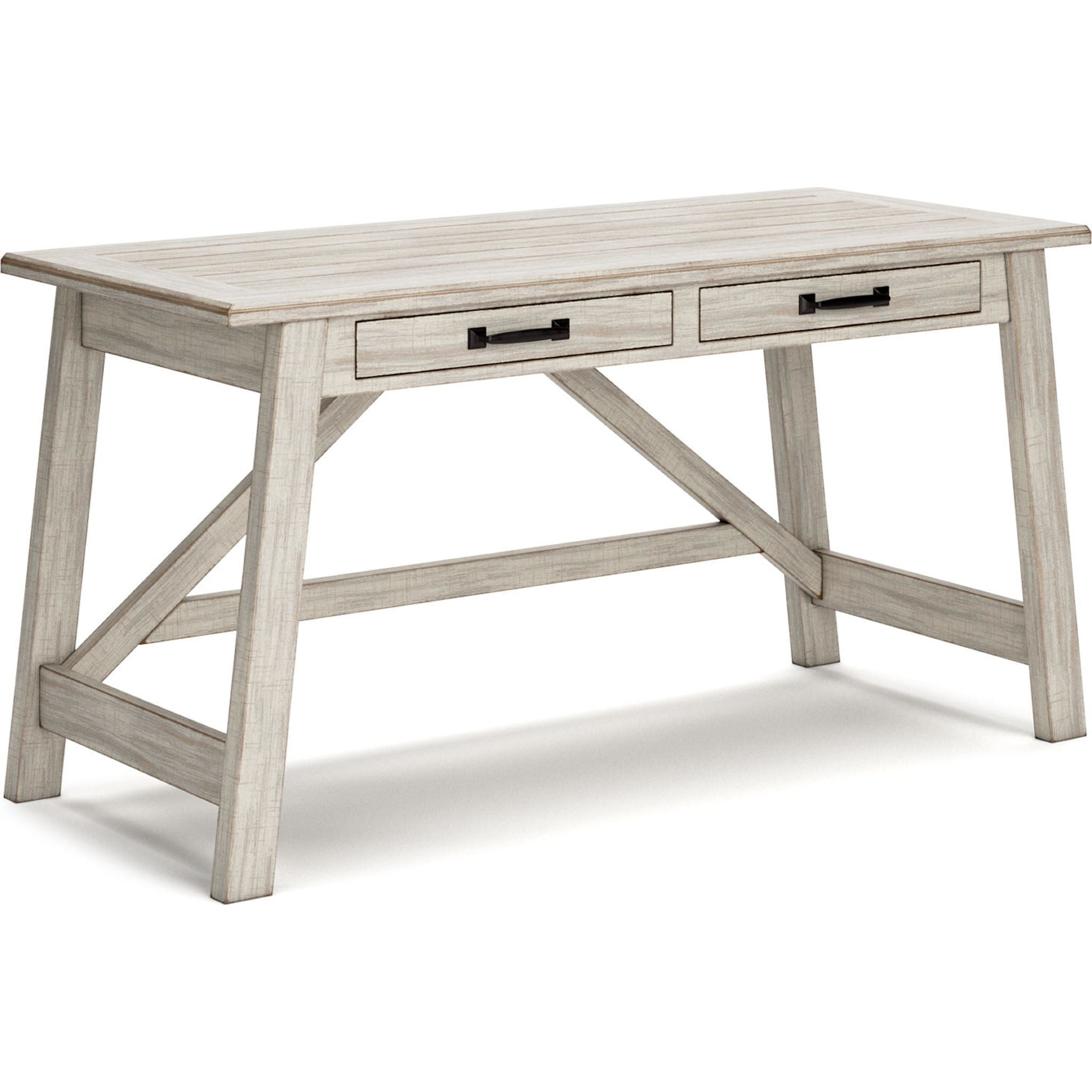 Carynhurst Whitewashed Wooden Desk - Modern Home Office Furniture for Small Spaces & Workspaces